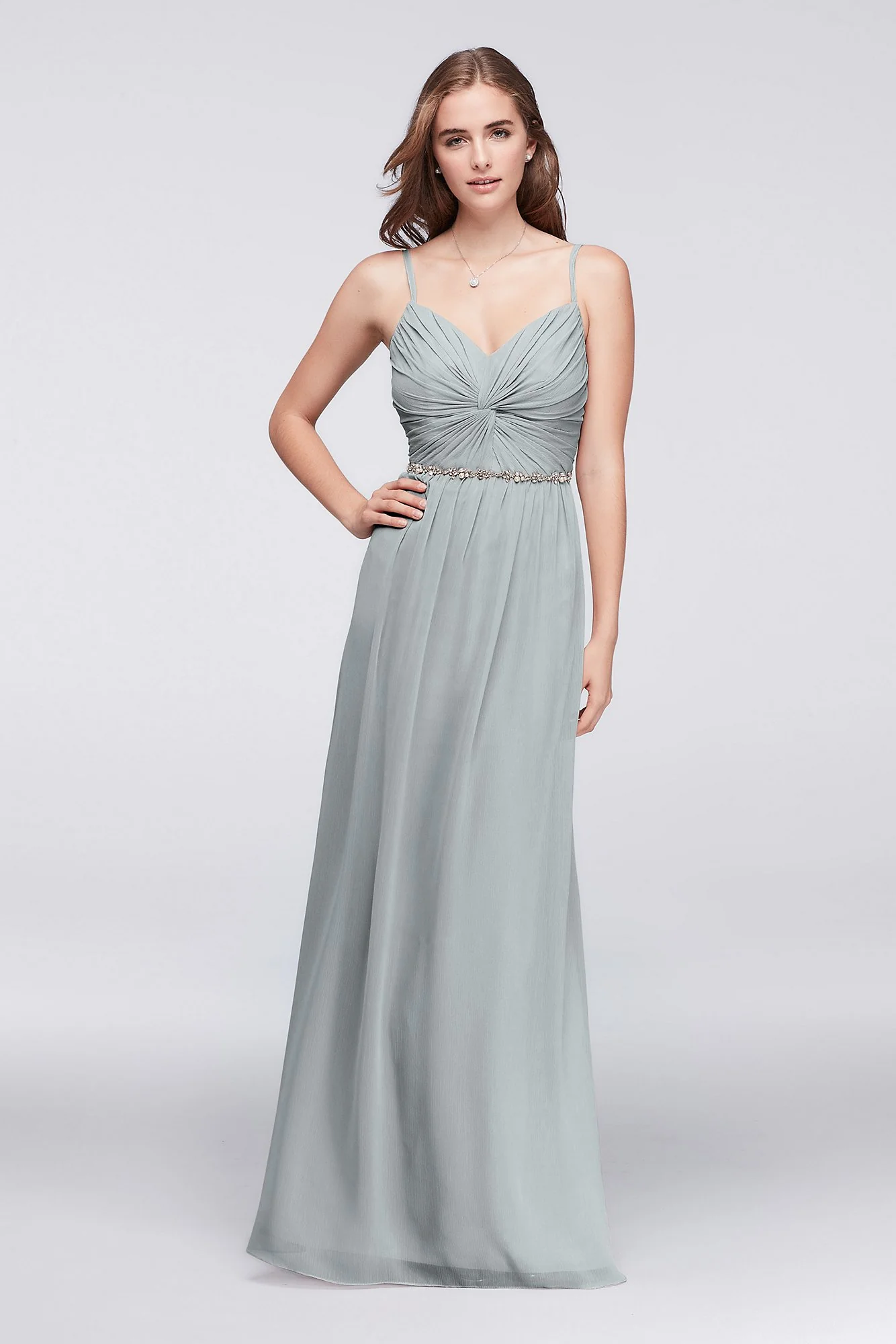Twist Bodice Chiffon Dress with Beaded Belt - Image 79