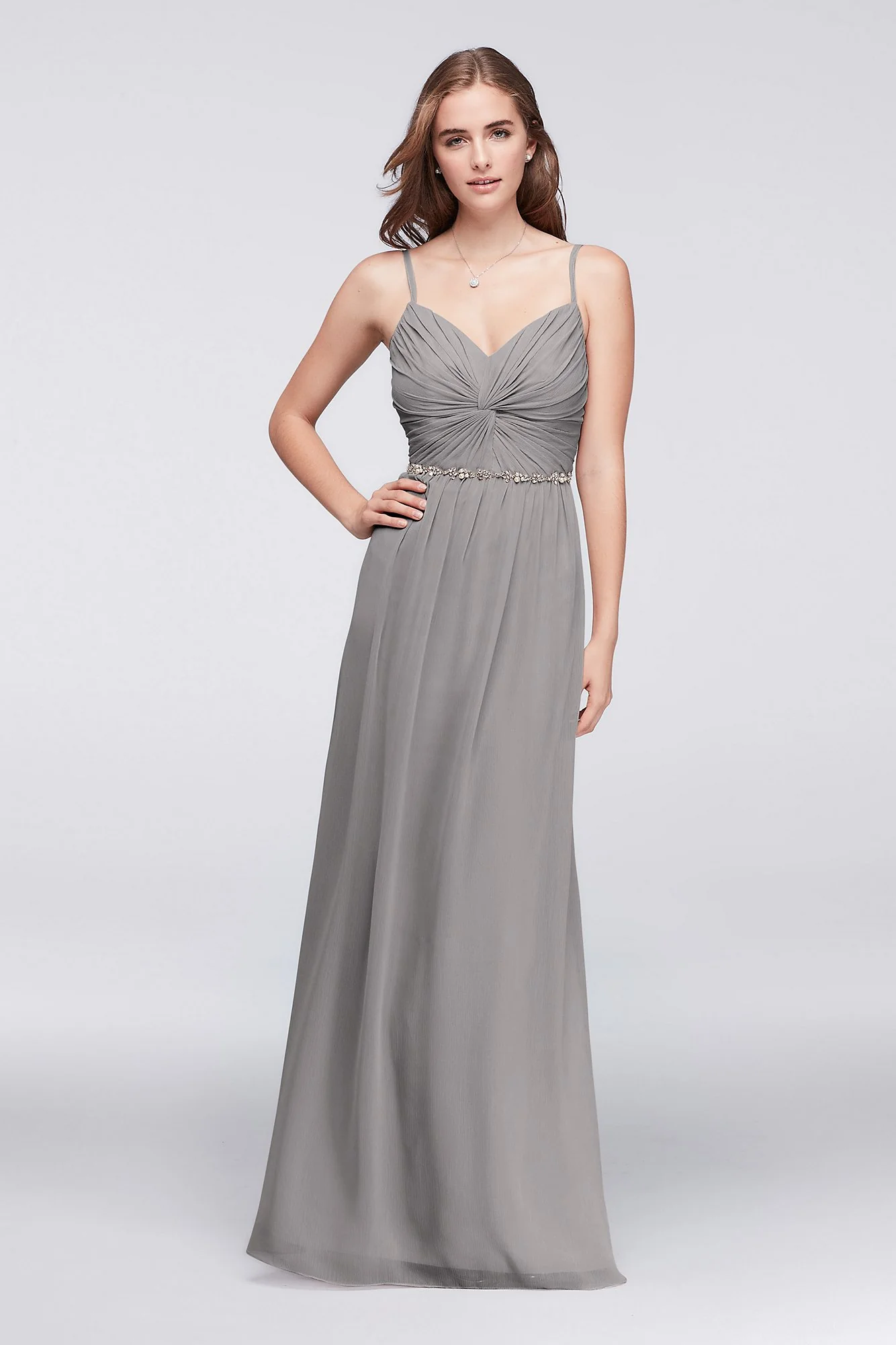 Twist Bodice Chiffon Dress with Beaded Belt - Image 8