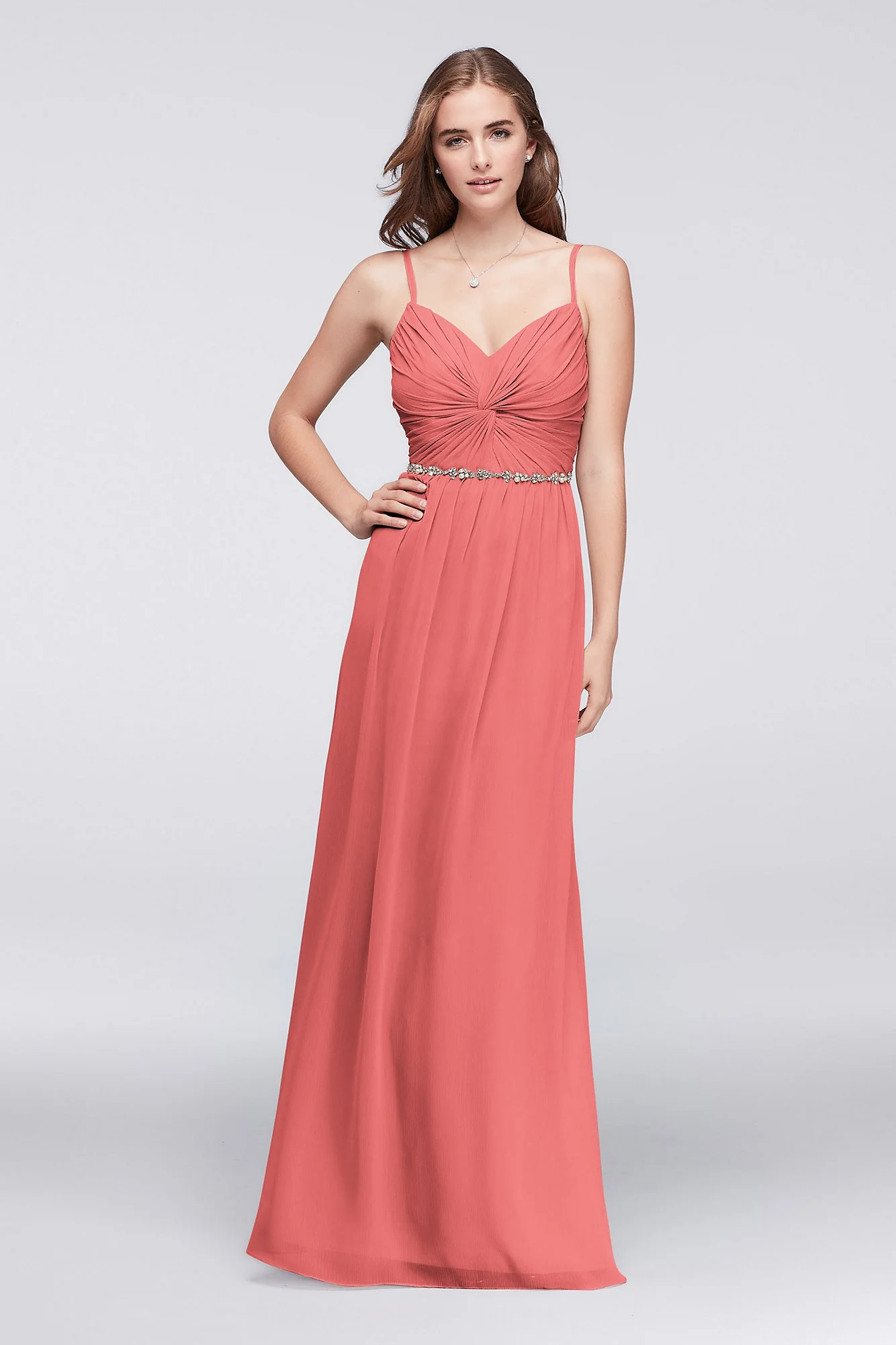 Twist Bodice Chiffon Dress with Beaded Belt - Image 82
