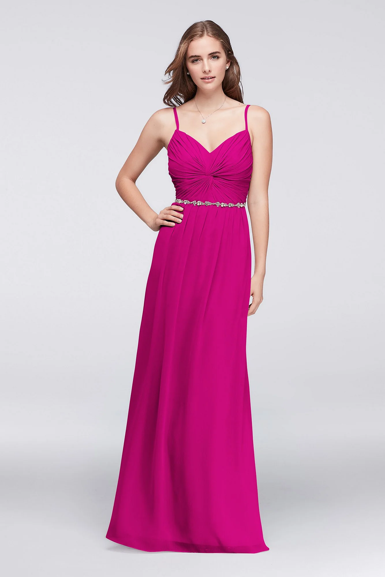 Twist Bodice Chiffon Dress with Beaded Belt - Image 91