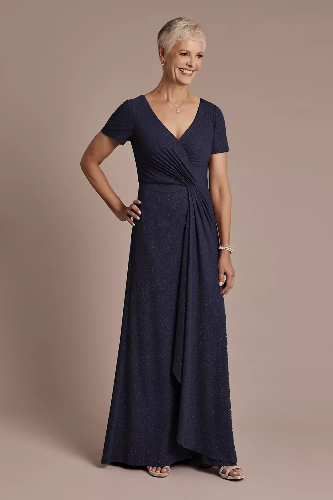 Twist Front Glitter Knit Sheath Dress - Image 5