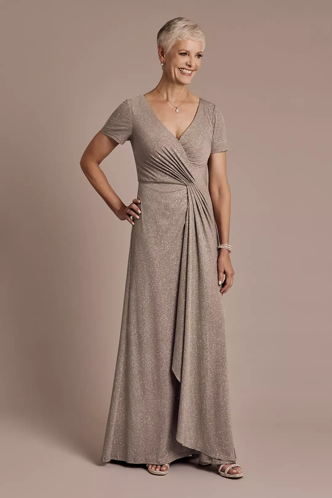 Twist Front Glitter Knit Sheath Dress - Image 7