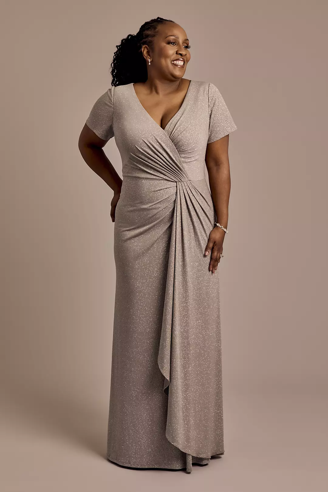 Twist Front Glitter Knit Sheath Dress - Image 9