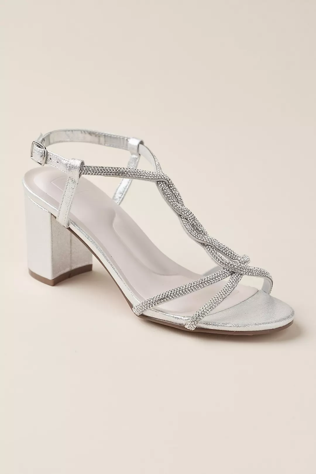 Twisted Crystal Rope T-Strap Block Heel Sandals - Image 4