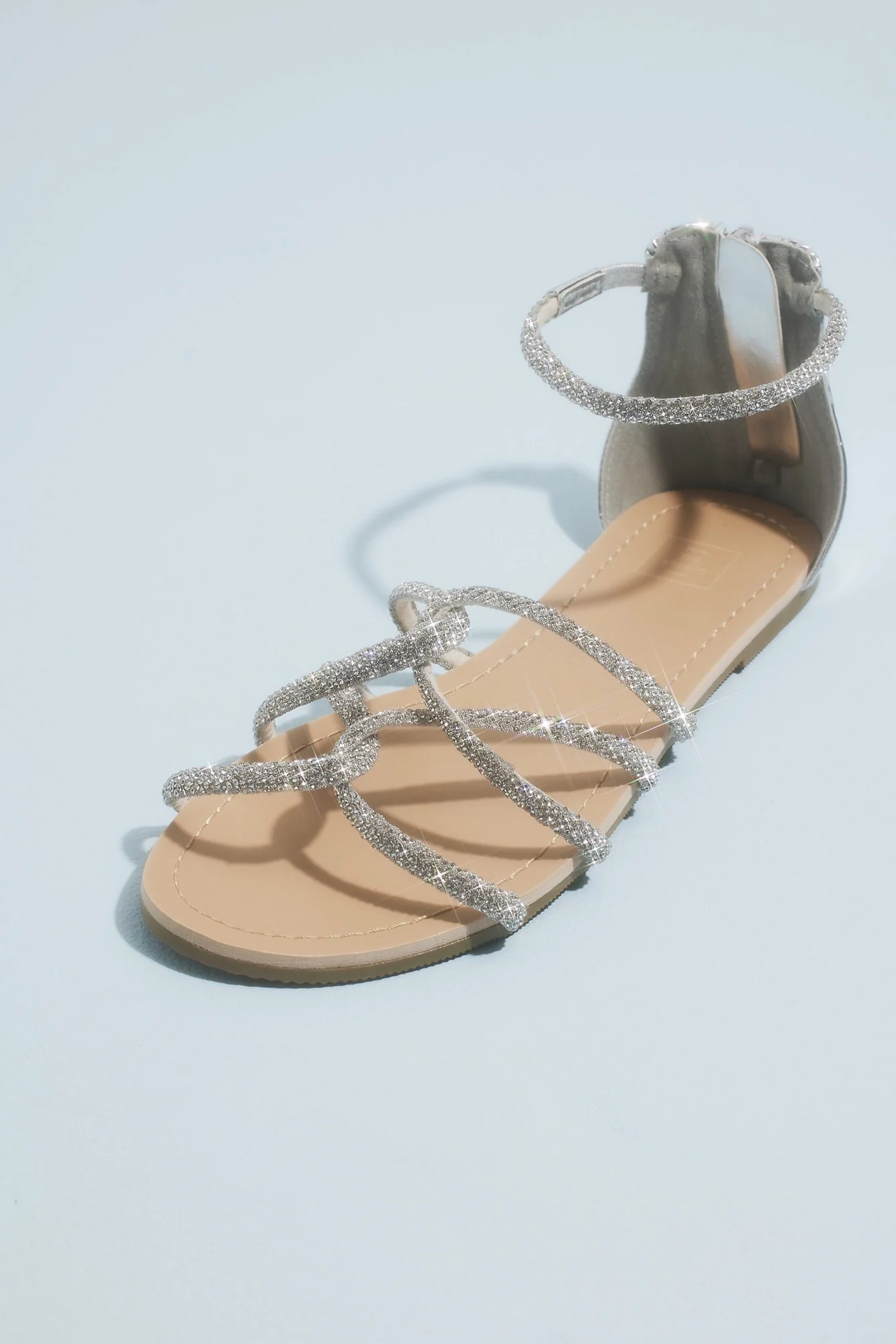 Twisted Crystal Strap Flat Sandals - Image 2