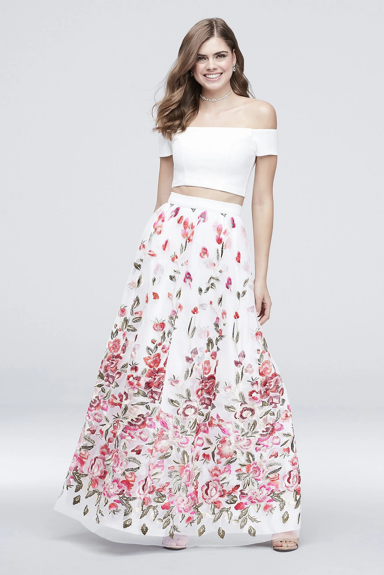 Two-Piece Ball Gown with Embroidered Skirt - Image 2