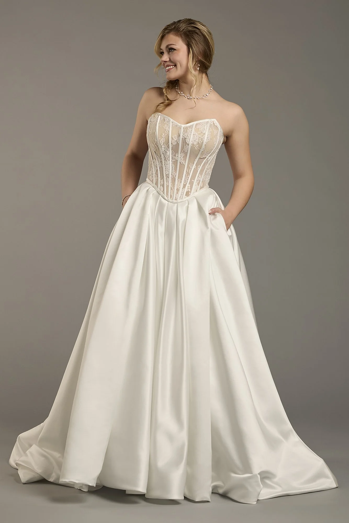 Two-Piece Satin Corset Ball Gown - Image 5