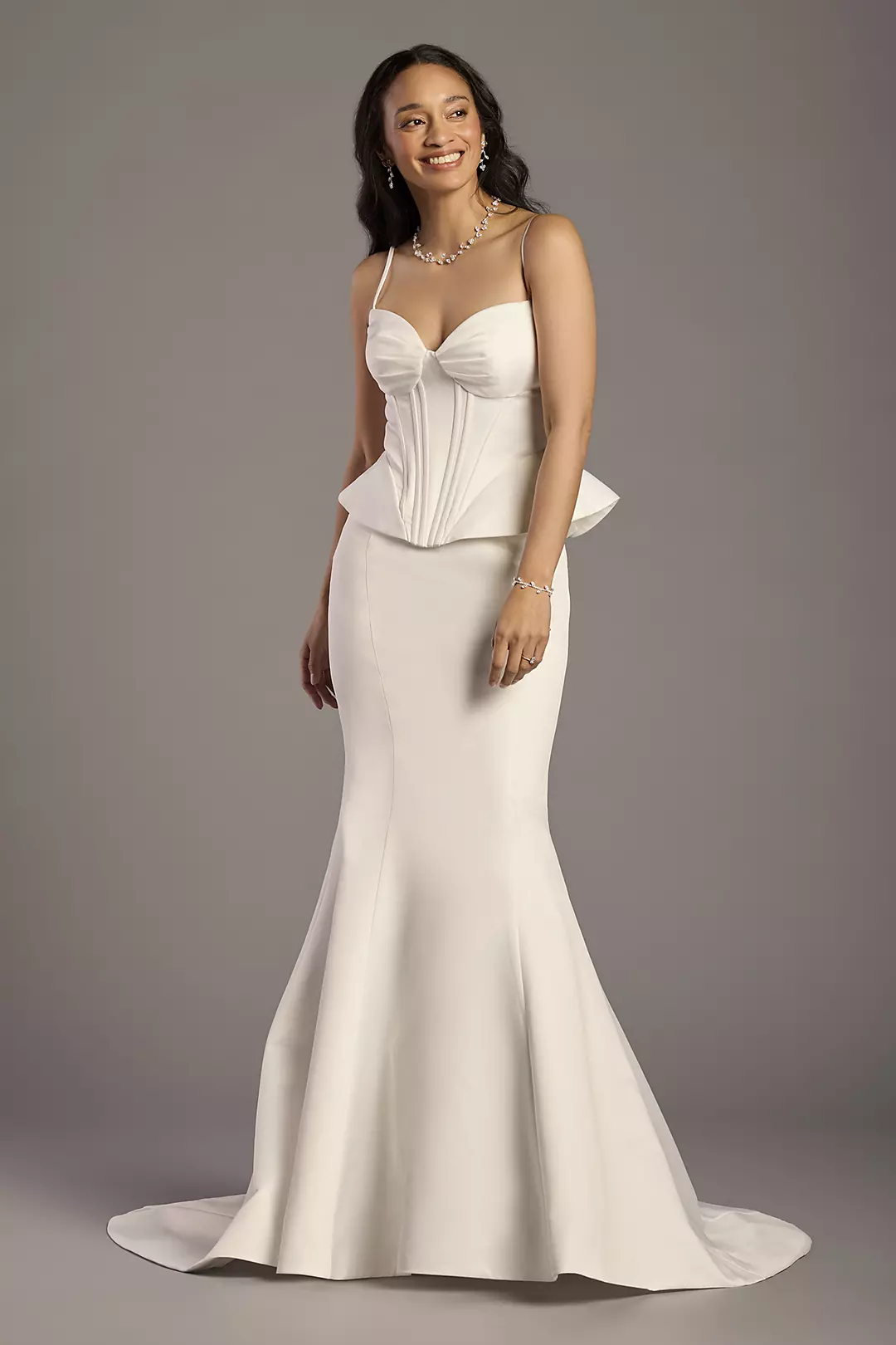 Two-Piece Satin Peplum Mermaid Dress