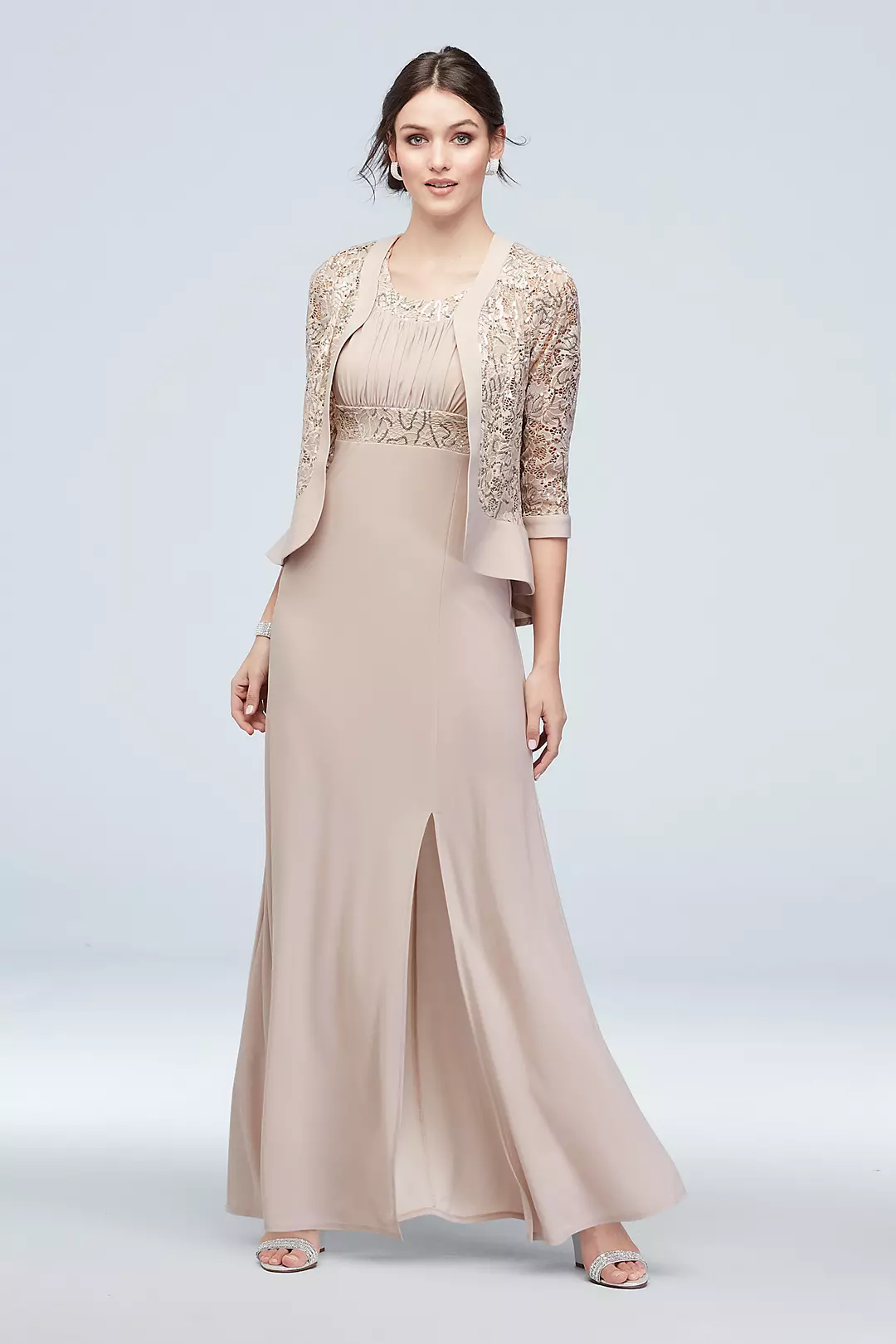 Two-Piece Set with Jacket and Ruched Bodice Dress - Image 2
