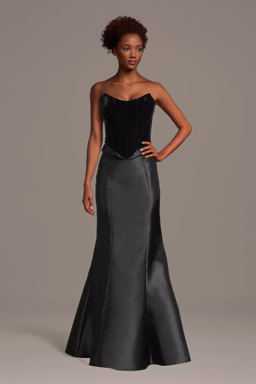 Two-Piece Strapless Velvet Corset Mermaid Dress
