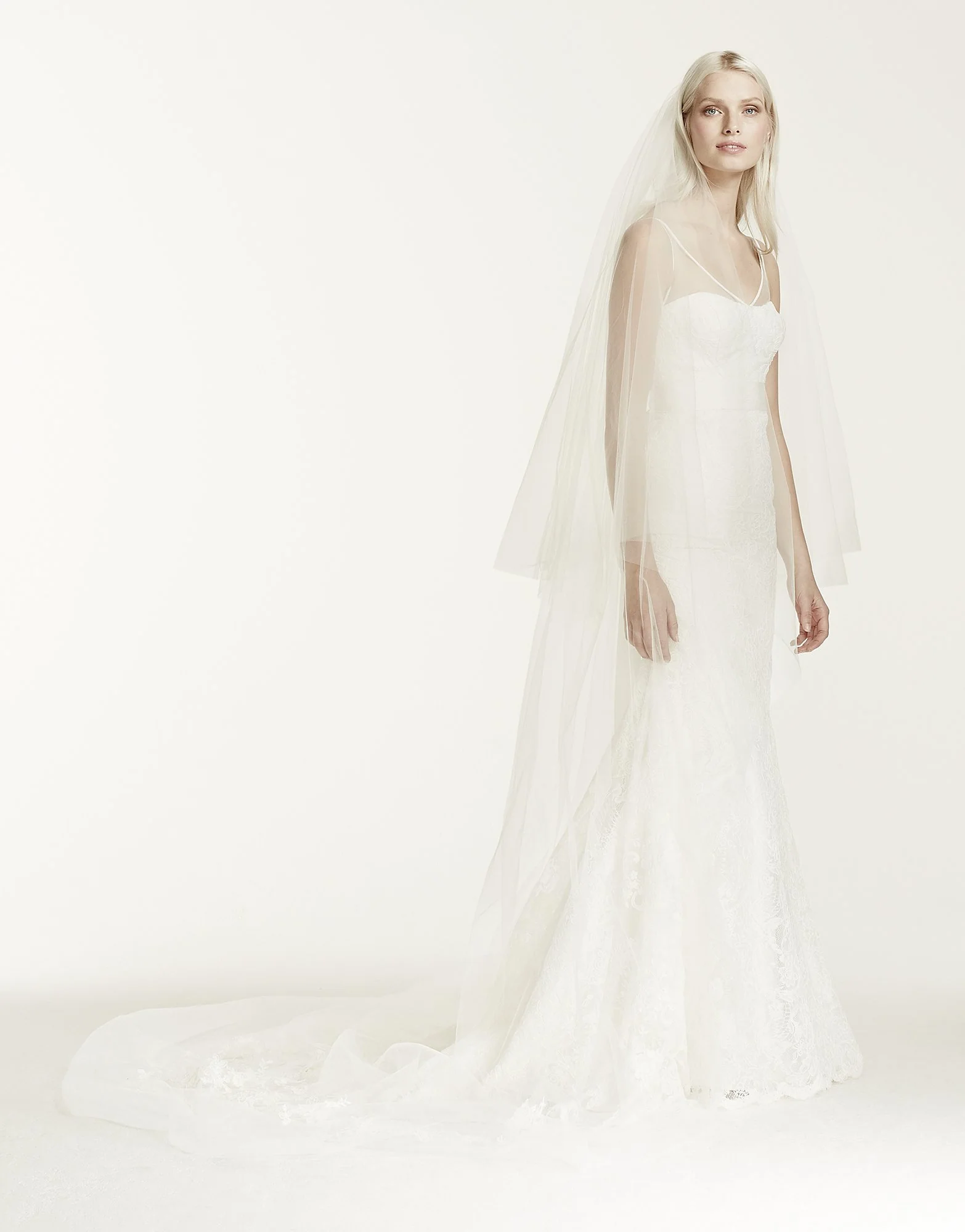 Two-tier Chapel Length Veil with Lace Applique