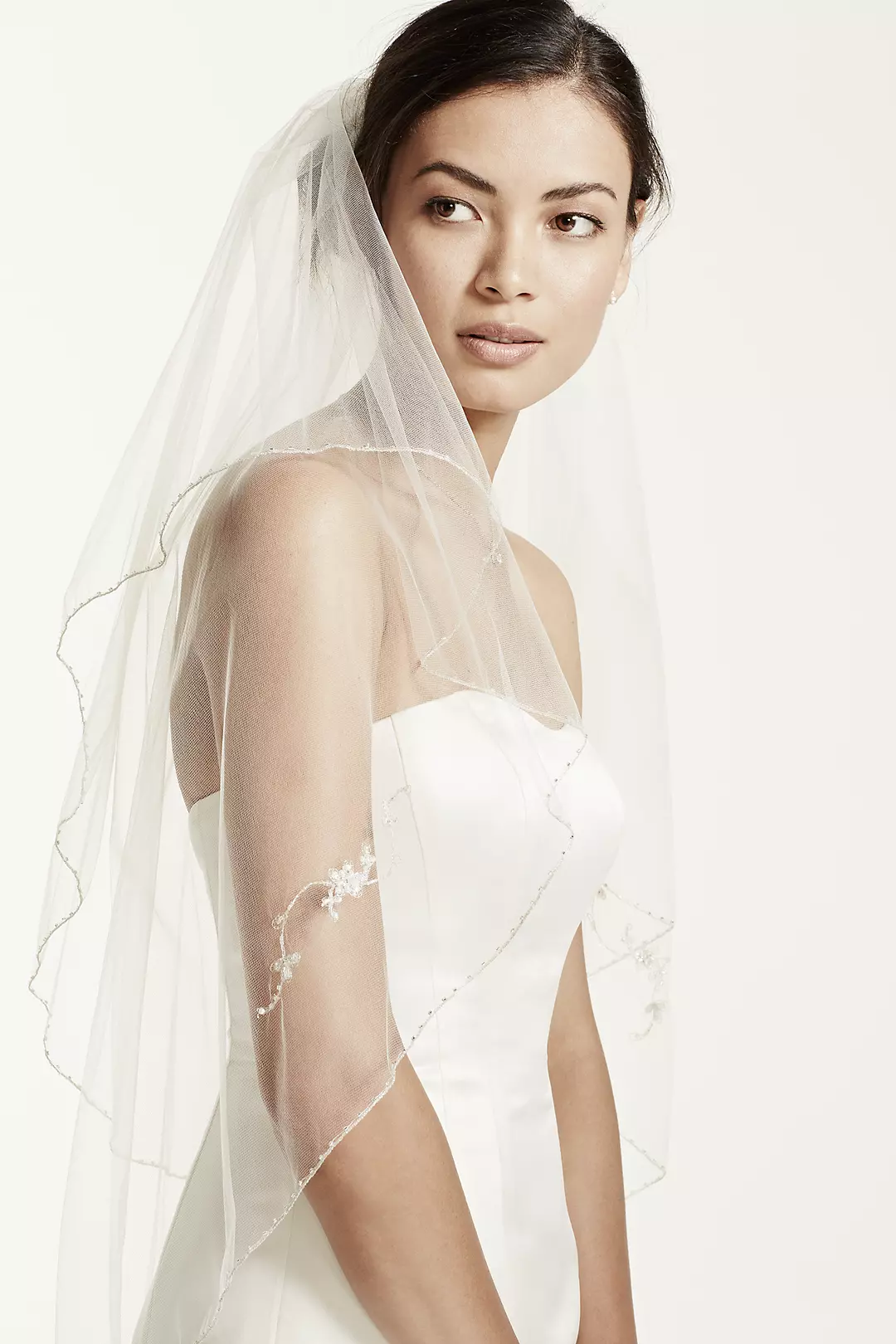 Two Tiered Veil with Beaded Metallic Detail - Image 3