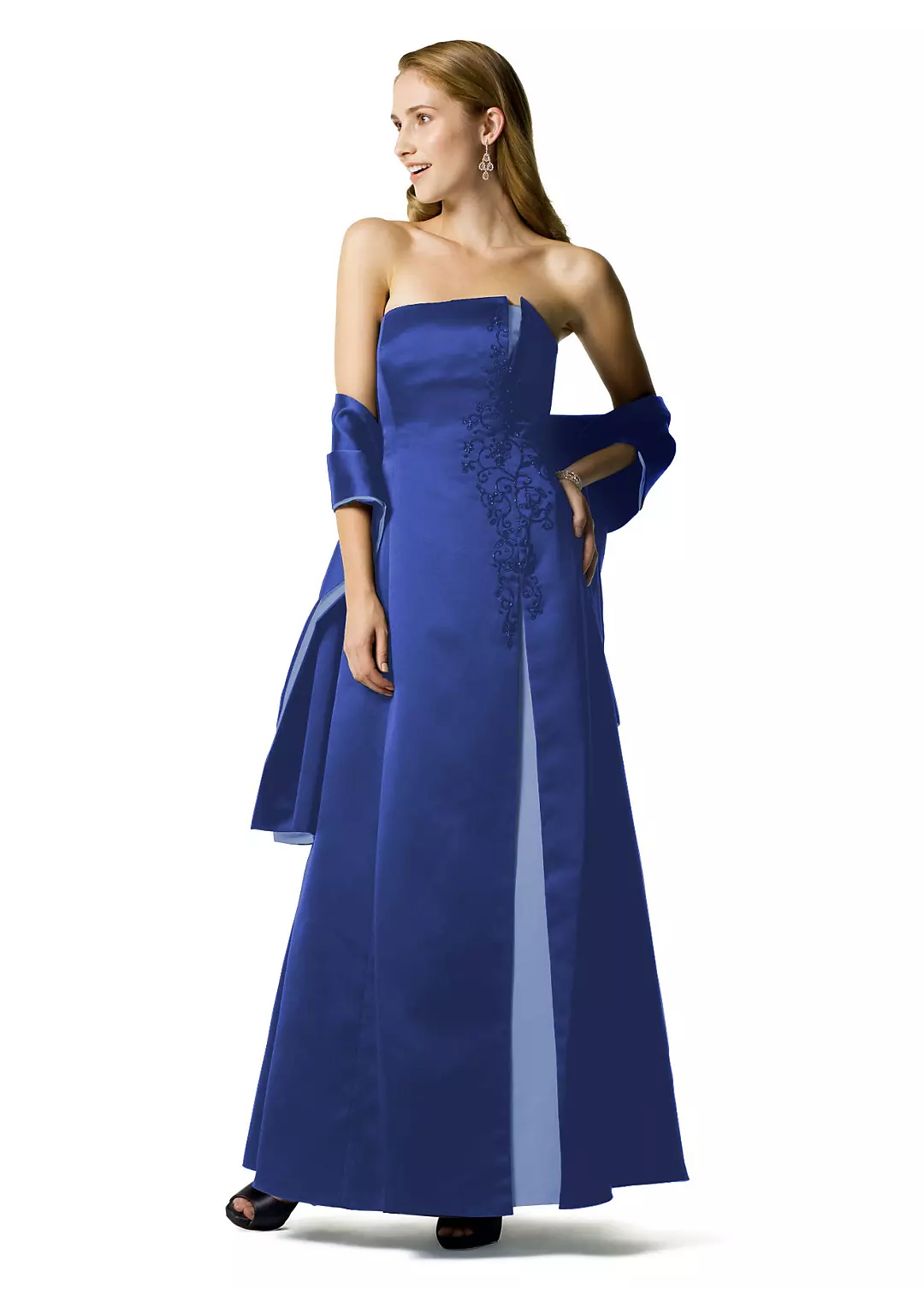 Two-Tone Strapless Satin Ballgown with Side Invert