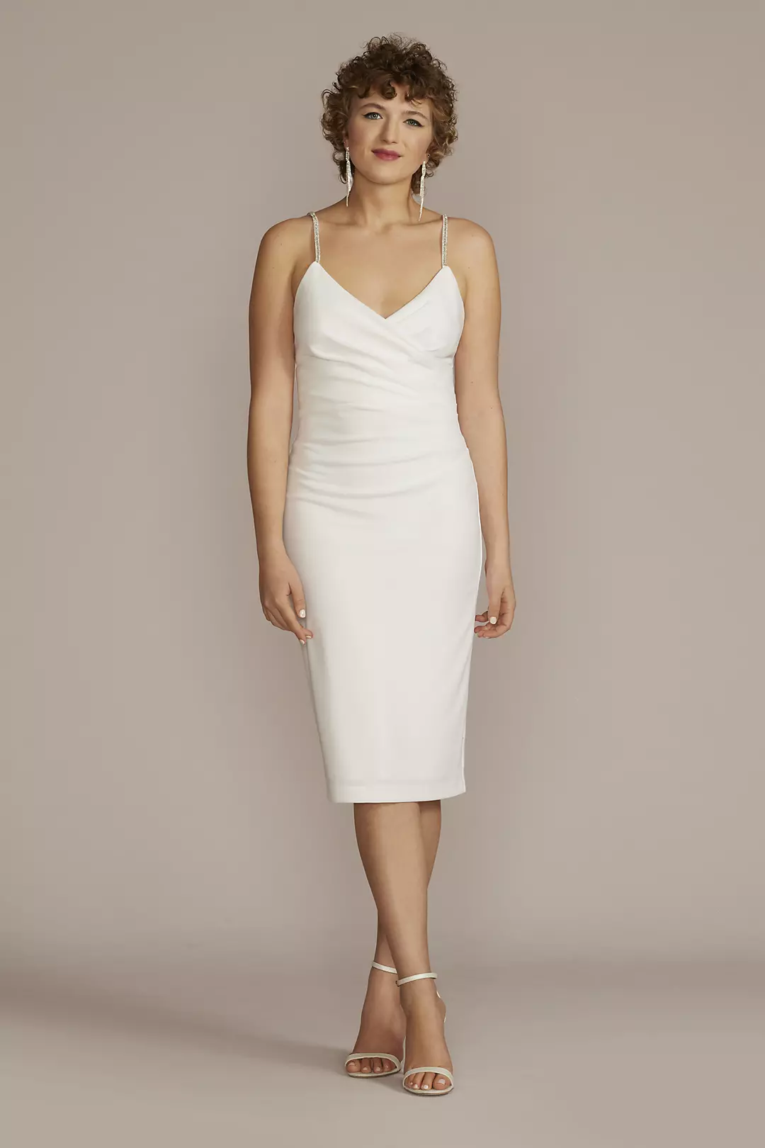 V-Neck Crepe Midi Dress - Image 2
