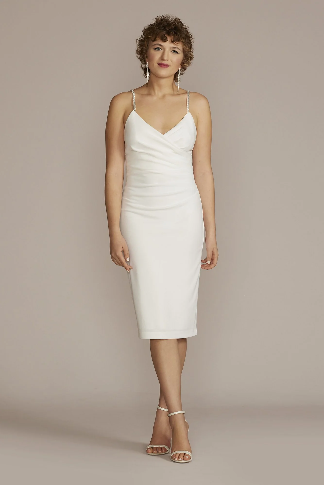 V-Neck Crepe Midi Dress - Image 3