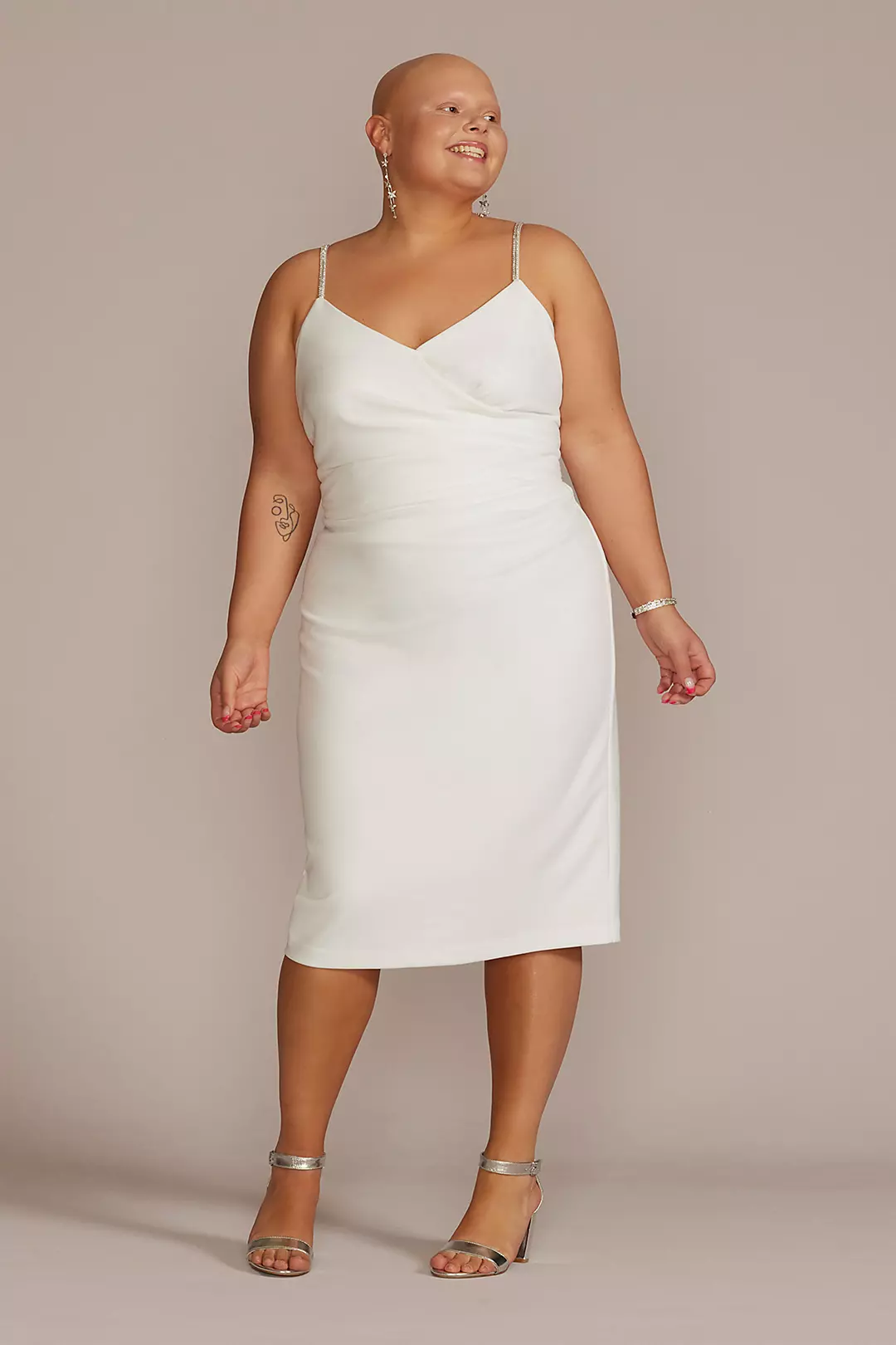 V-Neck Crepe Midi Dress - Image 5