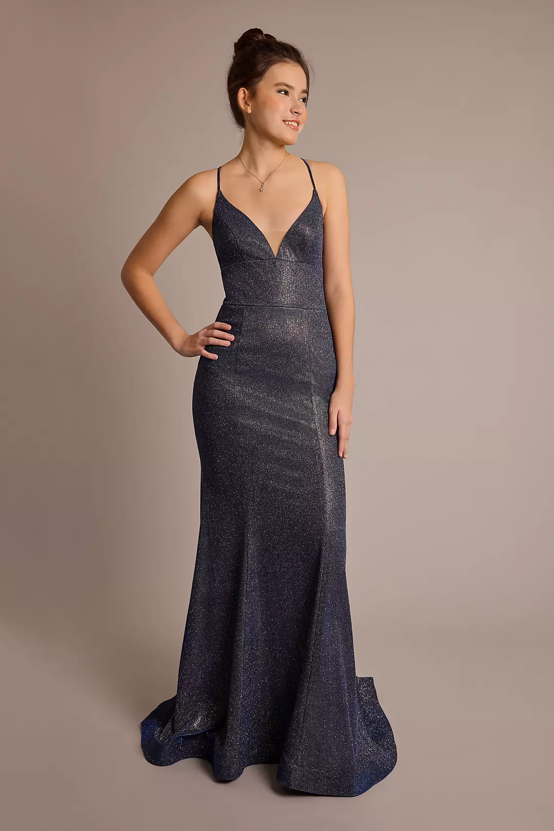 V-Neck Glitter Knit Mermaid Dress - Image 5