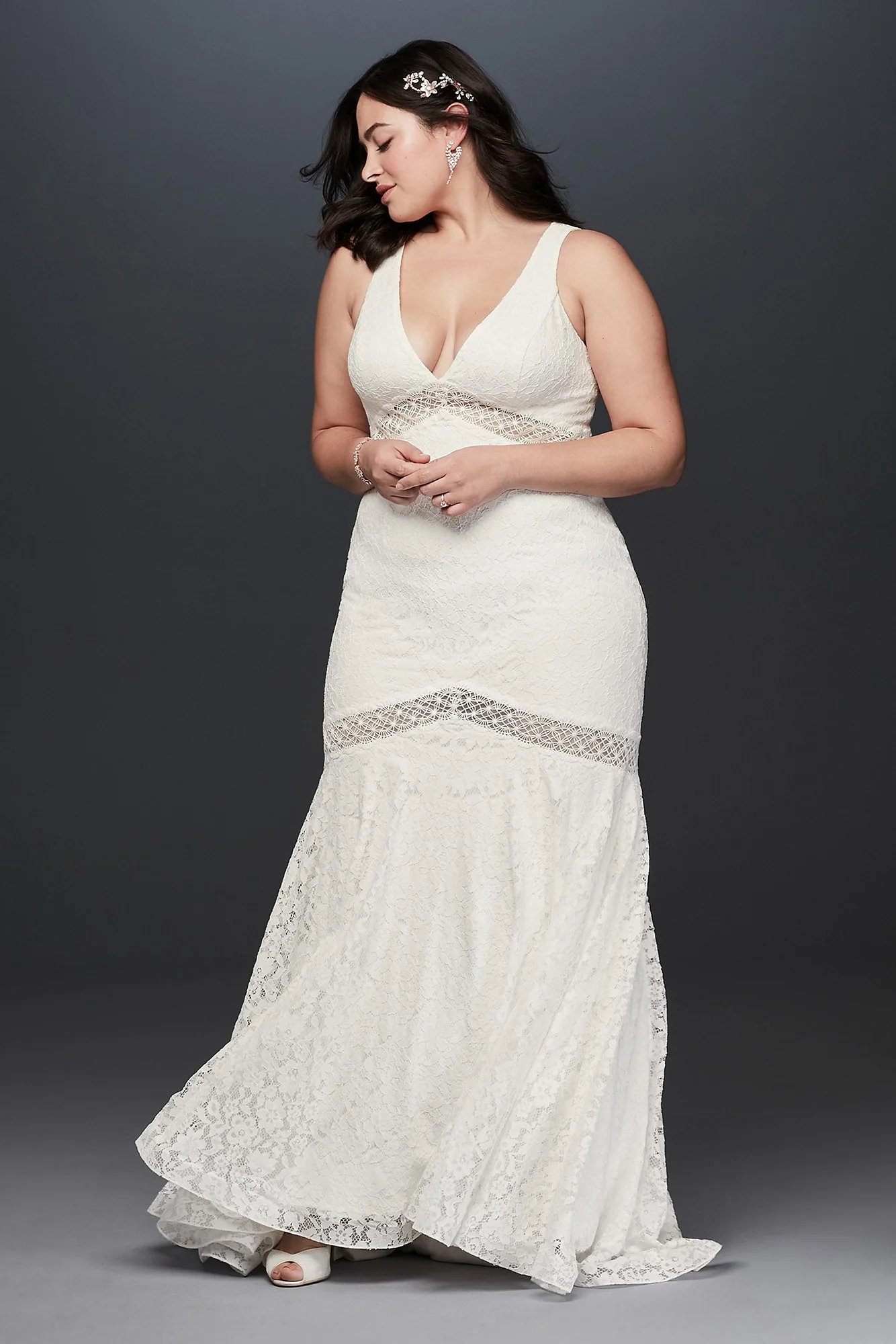 V-Neck Lace Illusion Wedding Dress - Image 5