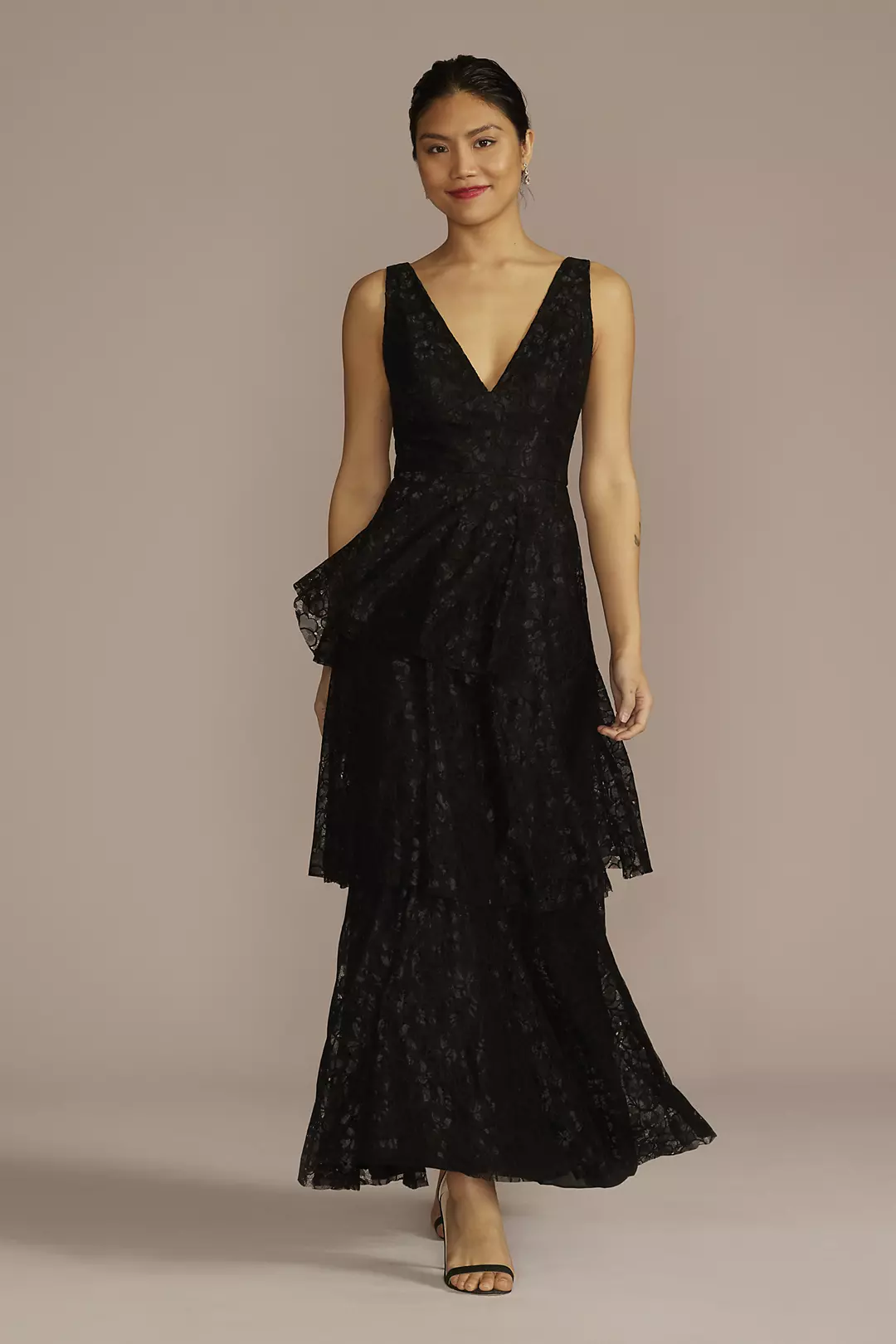 V-Neck Tiered Lace Tank Dress - Image 2