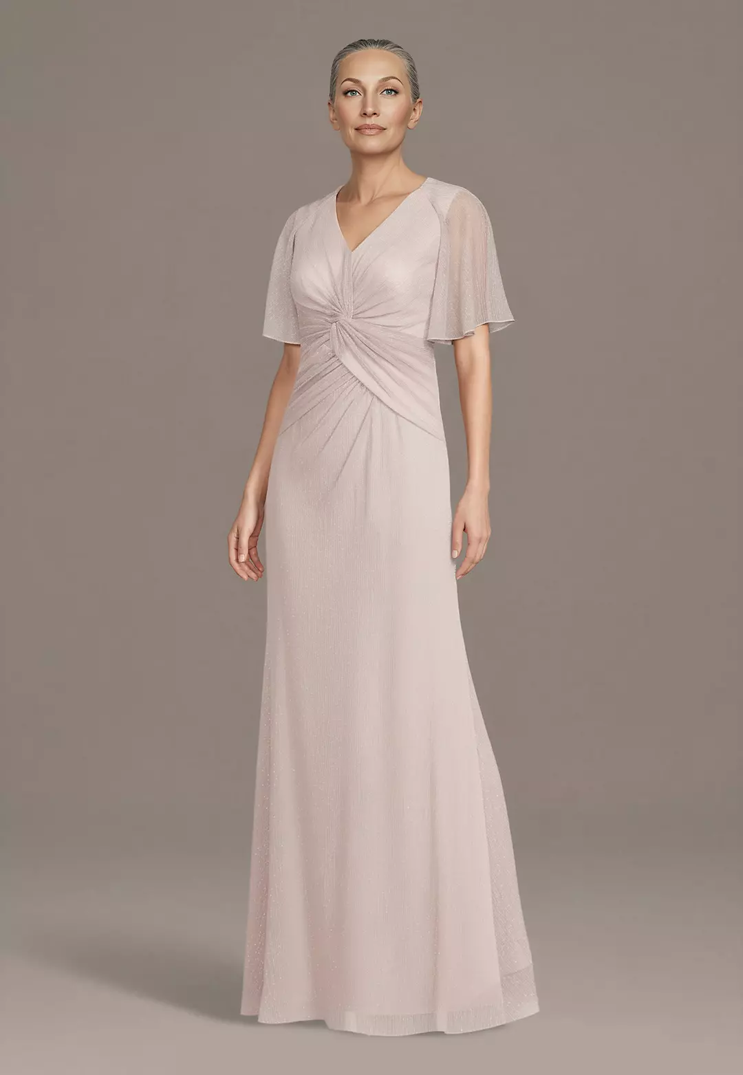 V-Neck Twist Front Flutter Sleeve Sheath Dress - Image 4