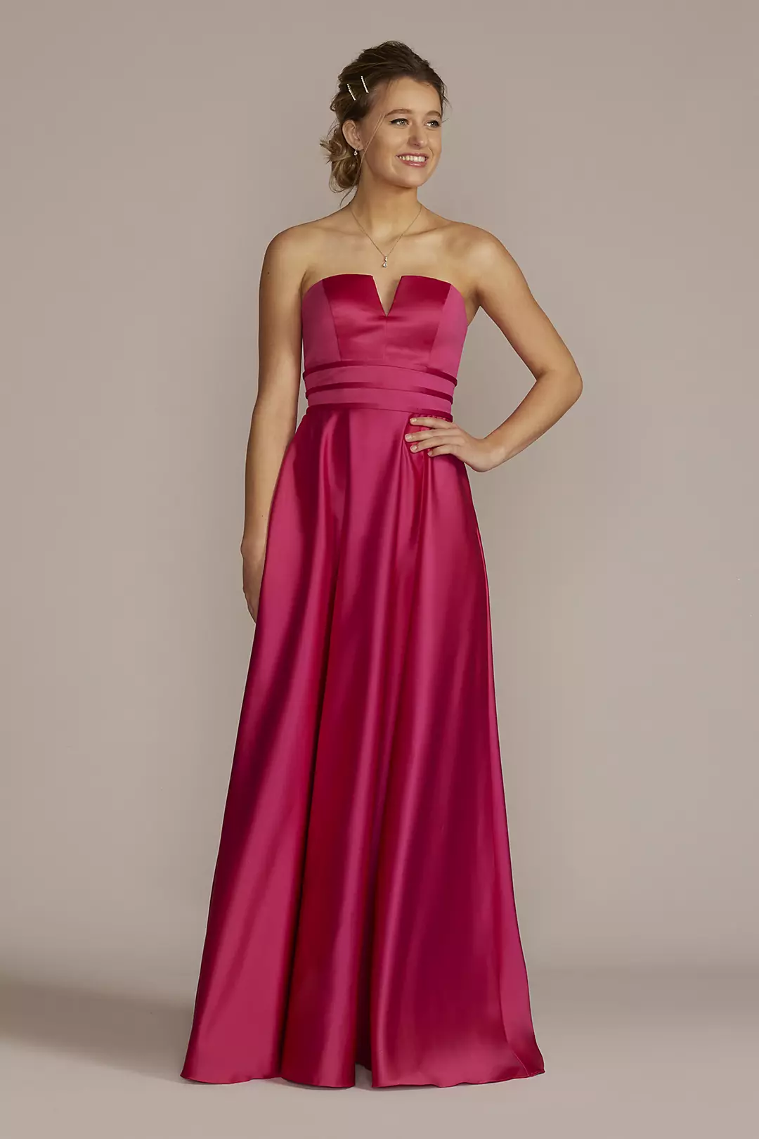 V-Notch Strapless Prom Gown with Waist Detail - Image 6