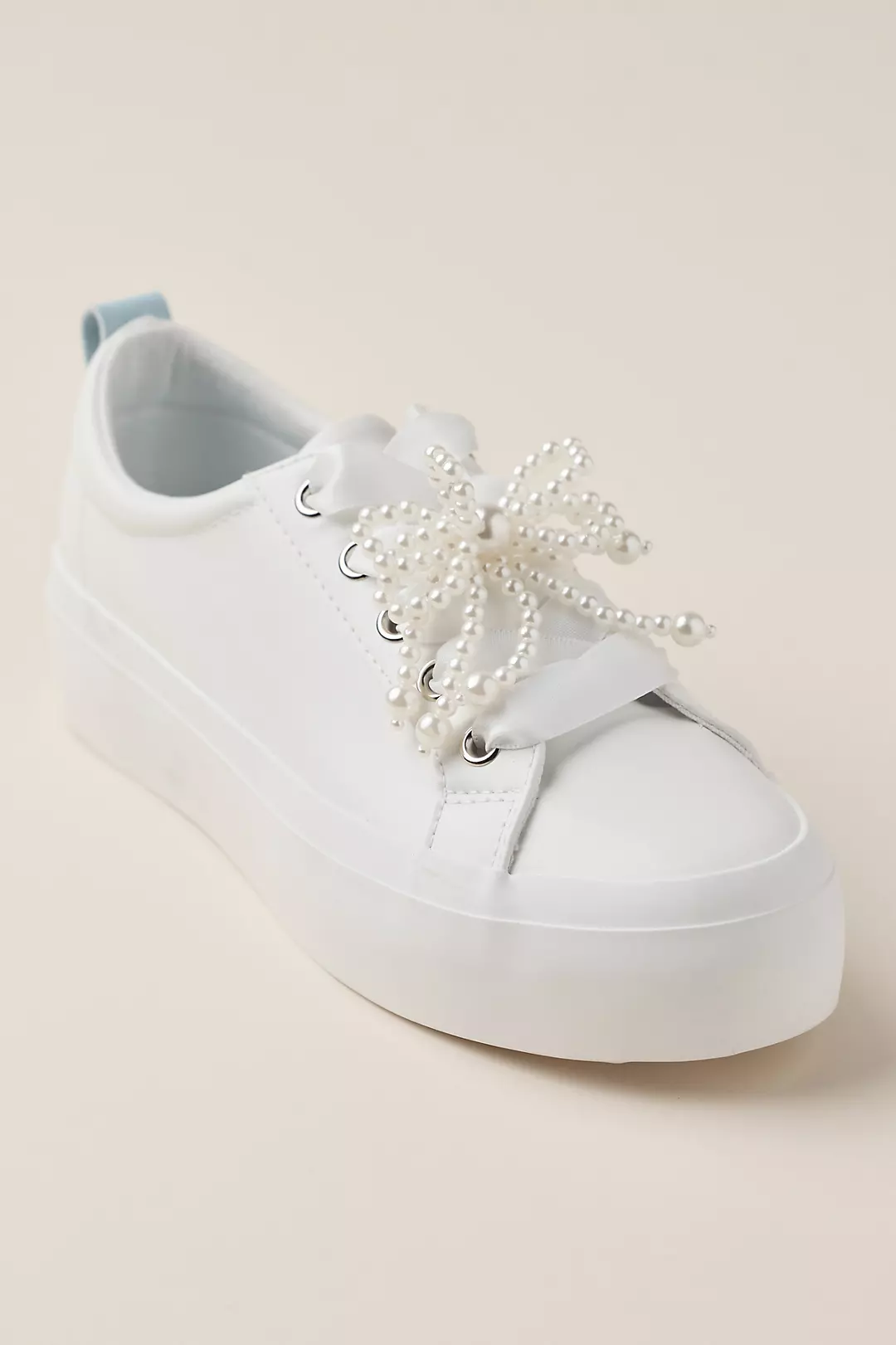 Vegan Leather Sneakers with Detachable Pearl Bow - Image 2