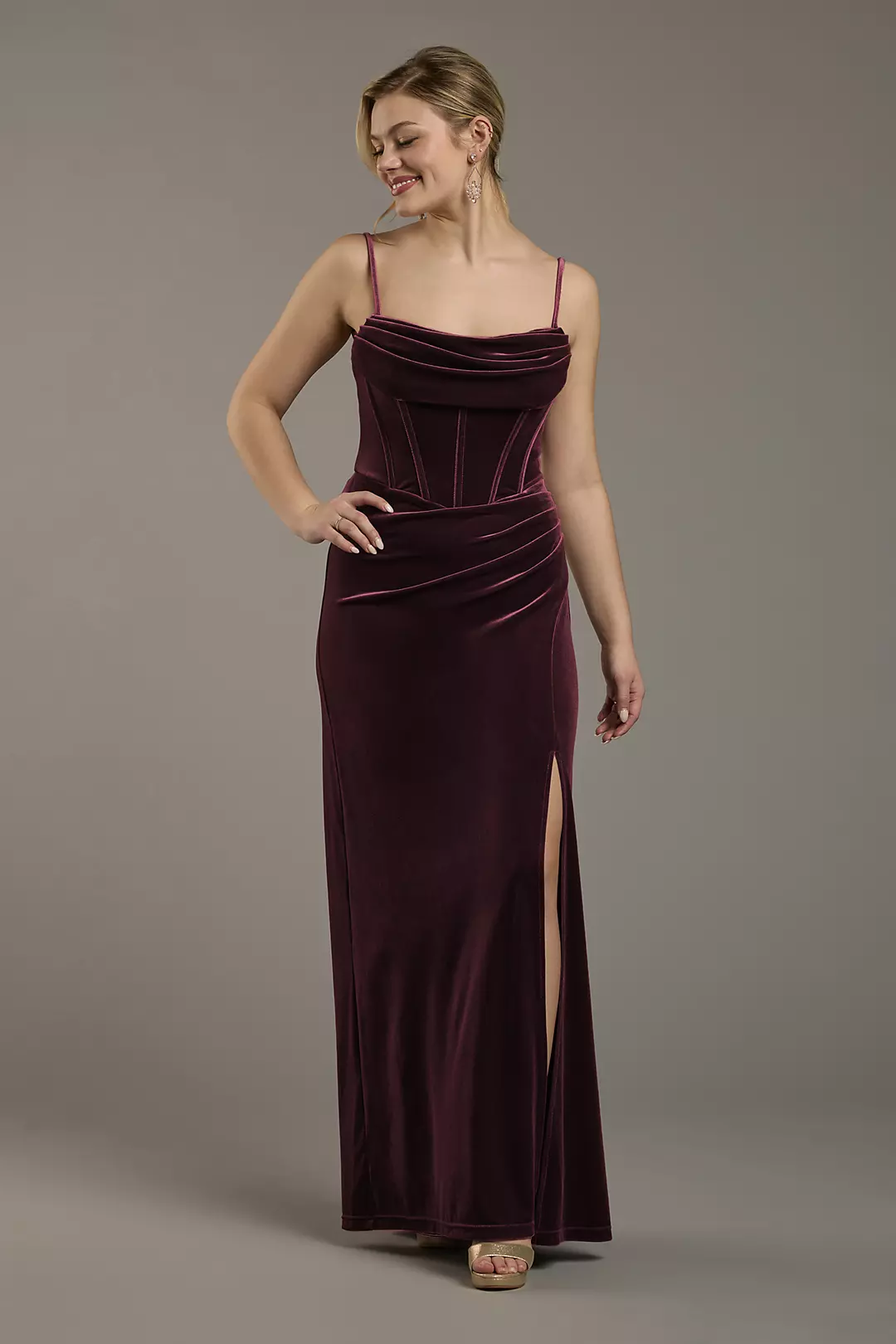 Velvet Corset Bodice Spaghetti Strap Sheath Dress - Image 7