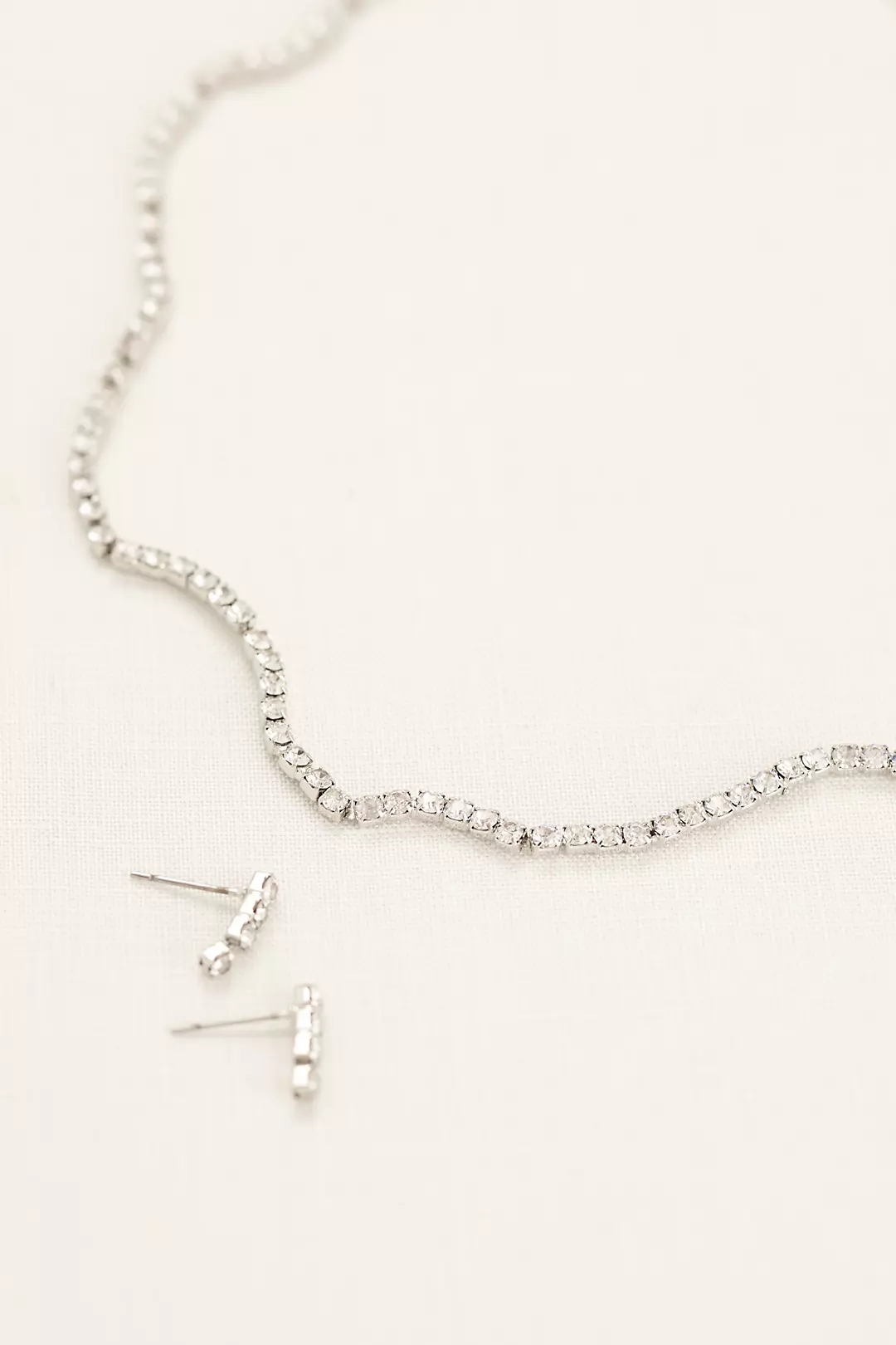 Wavy Rhinestone Necklace and Earring Set - Image 2