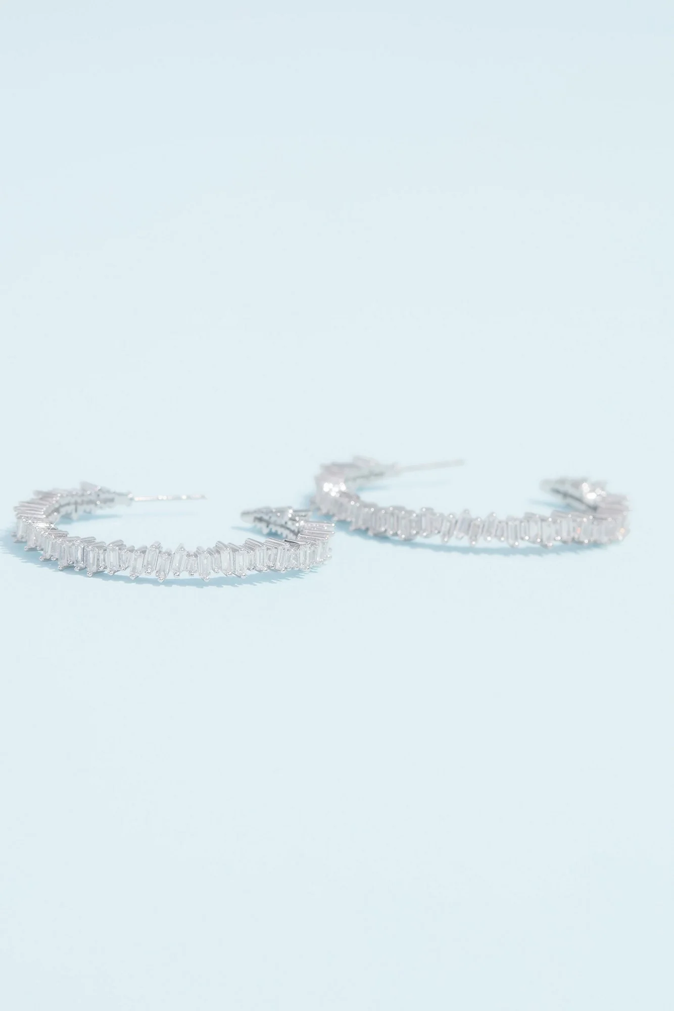 White by Vera Wang Crystal Baguette Hoop Earrings
