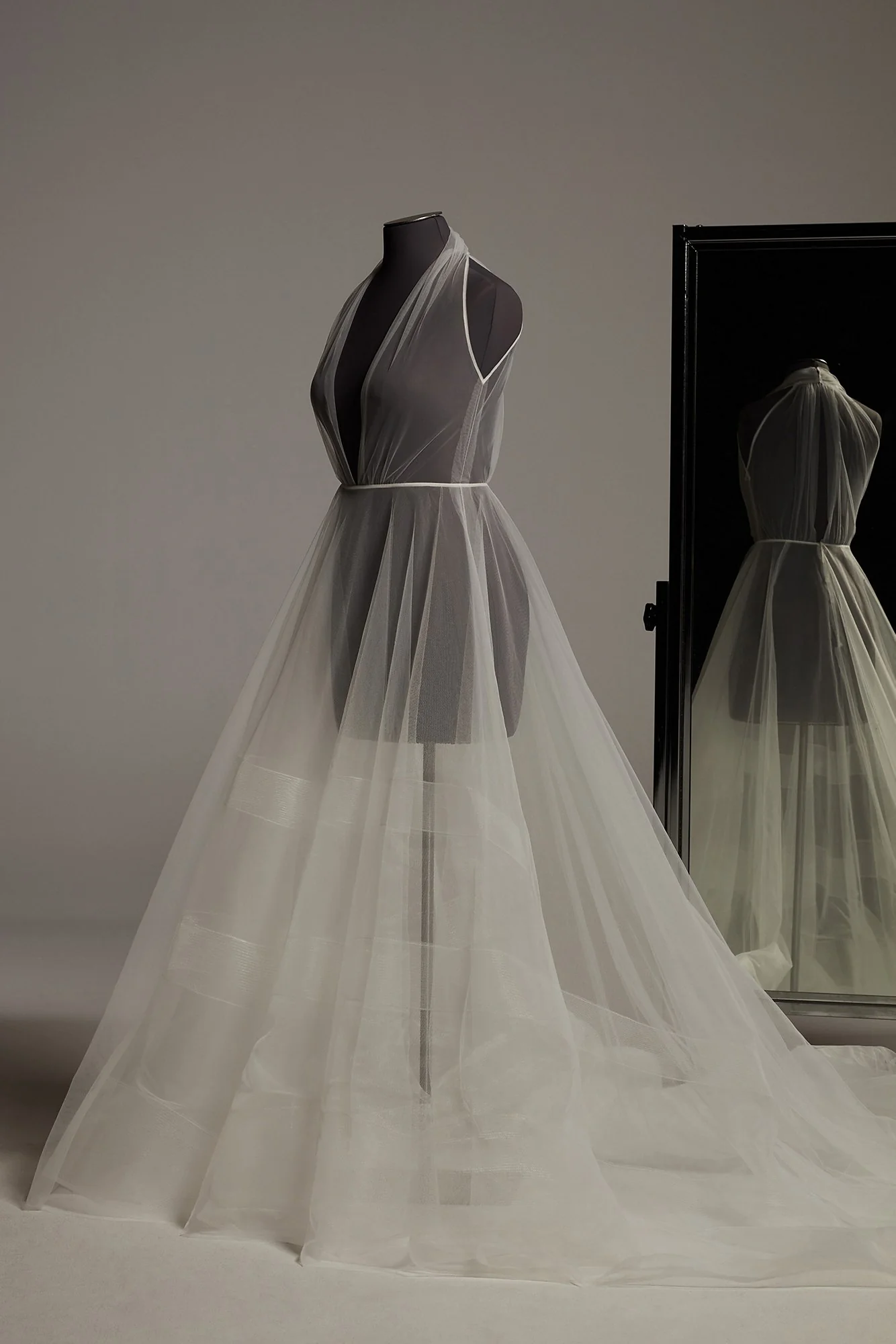 White by Vera Wang Horsehair Tier Halter Overdress - Image 2