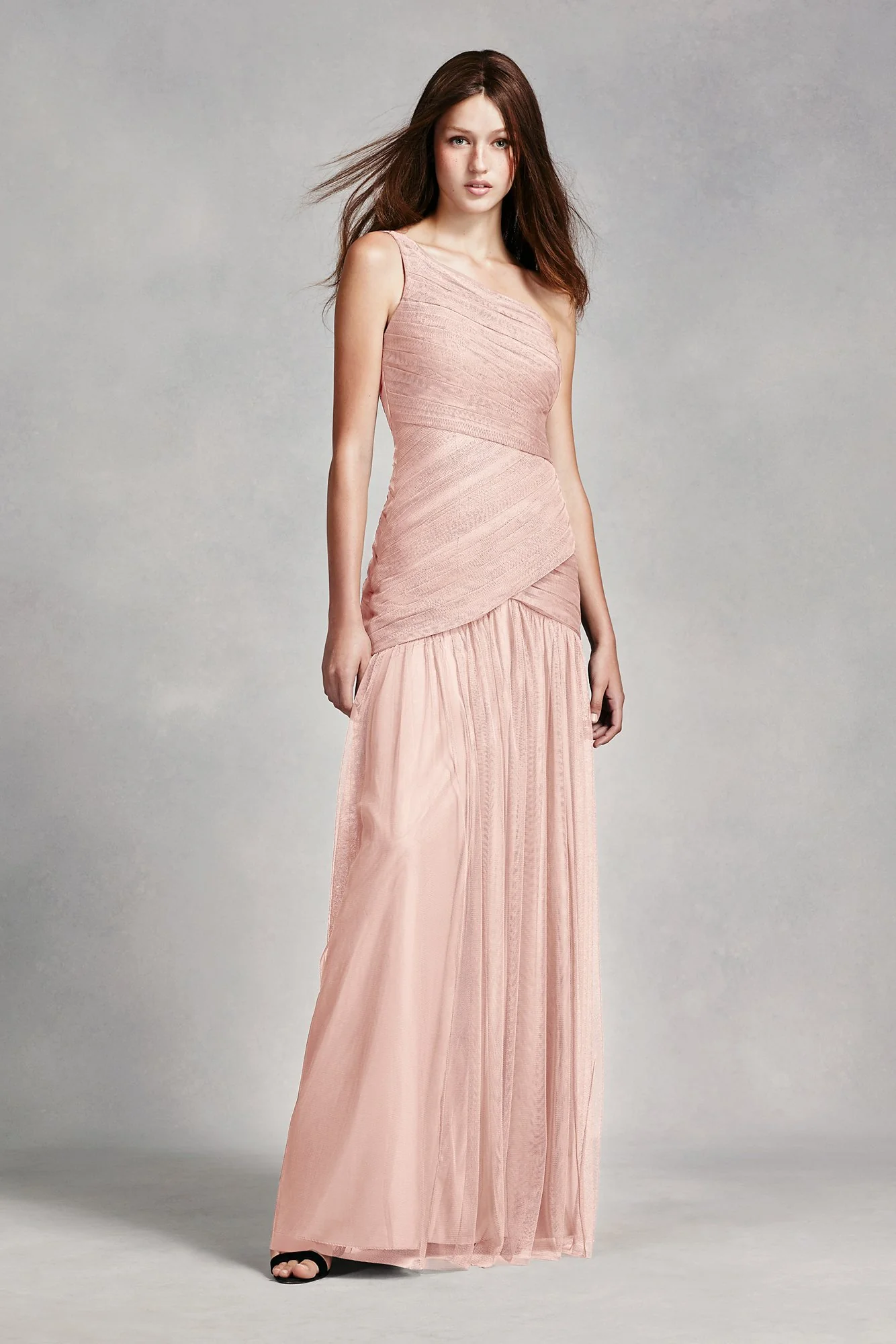 White by Vera Wang One Shoulder Illusion Dress - Image 12