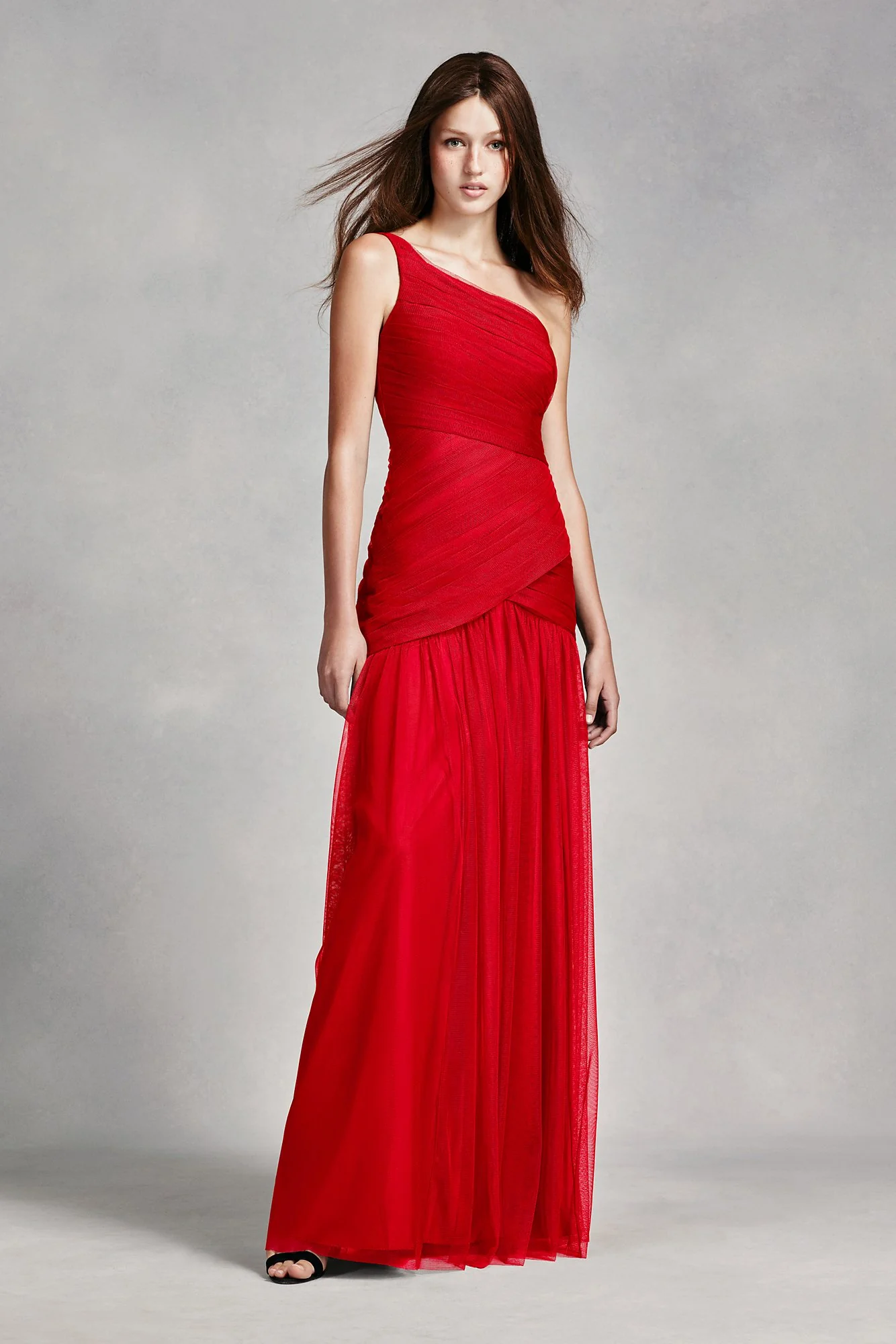 White by Vera Wang One Shoulder Illusion Dress - Image 13