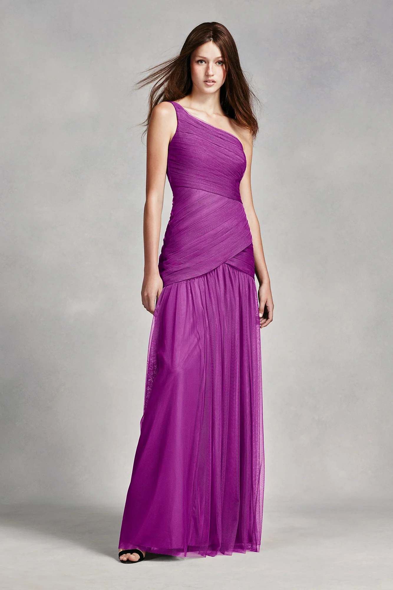 White by Vera Wang One Shoulder Illusion Dress - Image 3