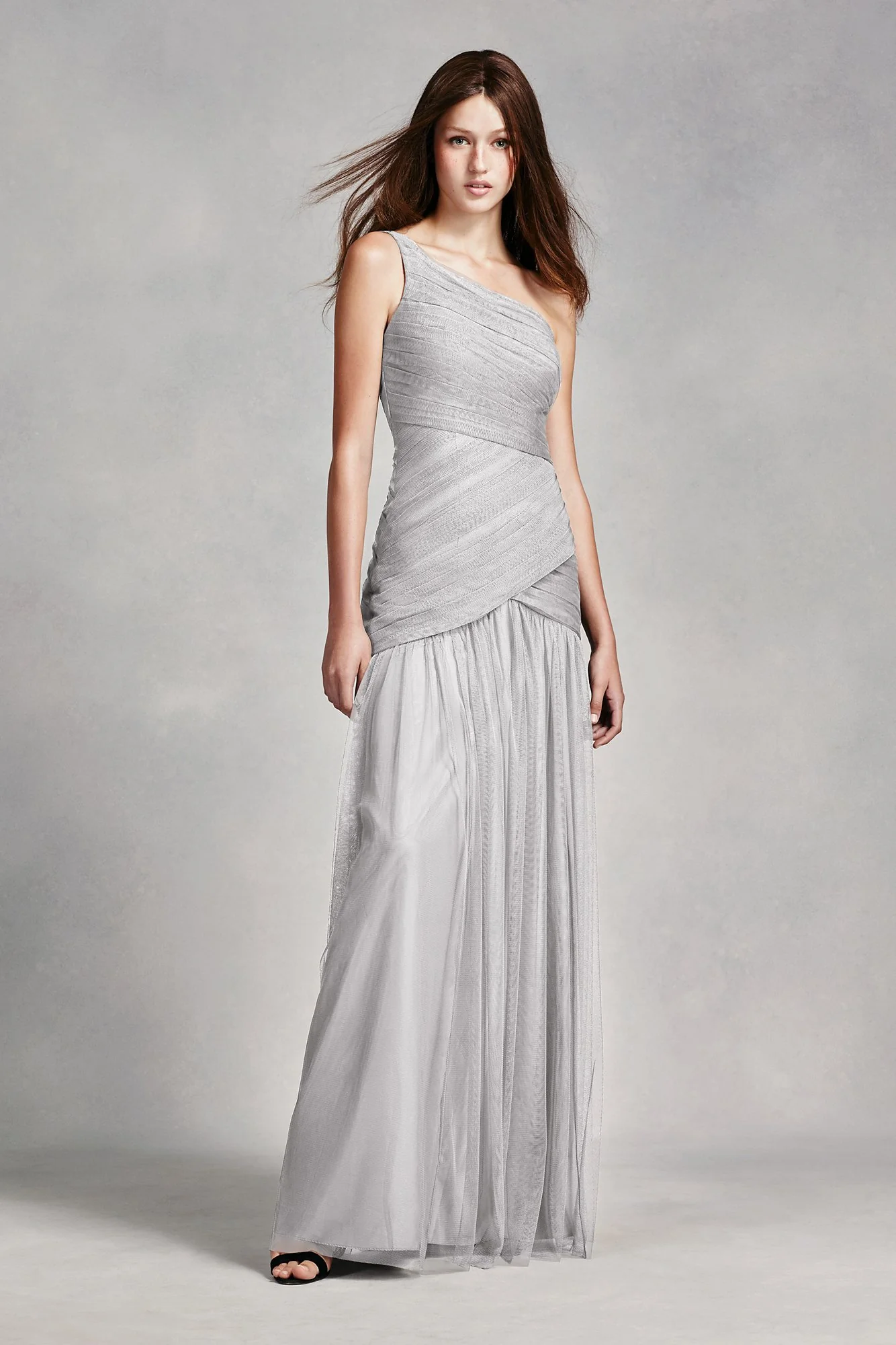 White by Vera Wang One Shoulder Illusion Dress - Image 4