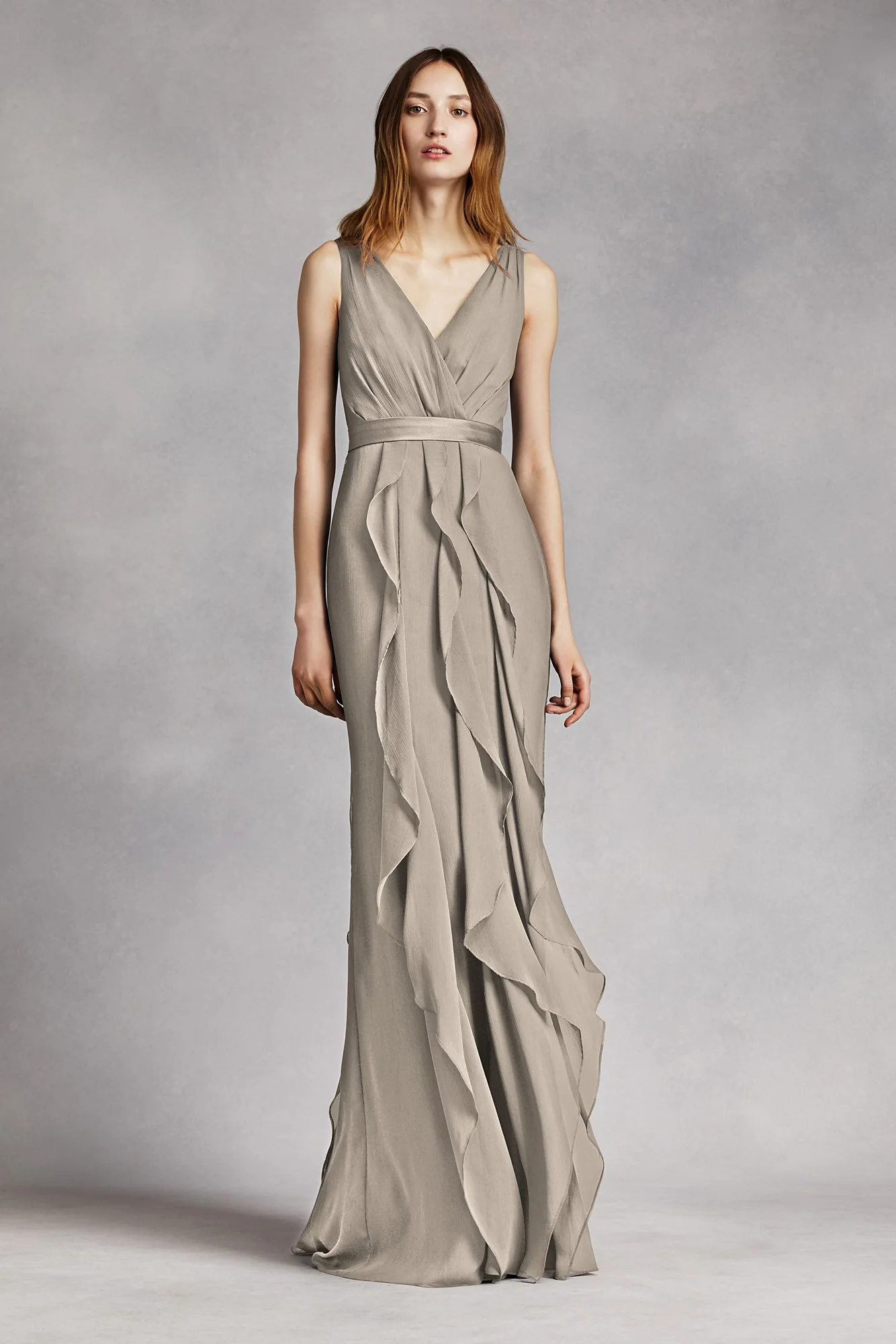 White by Vera Wang Ruffled Surplice Bodice Dress - Image 29