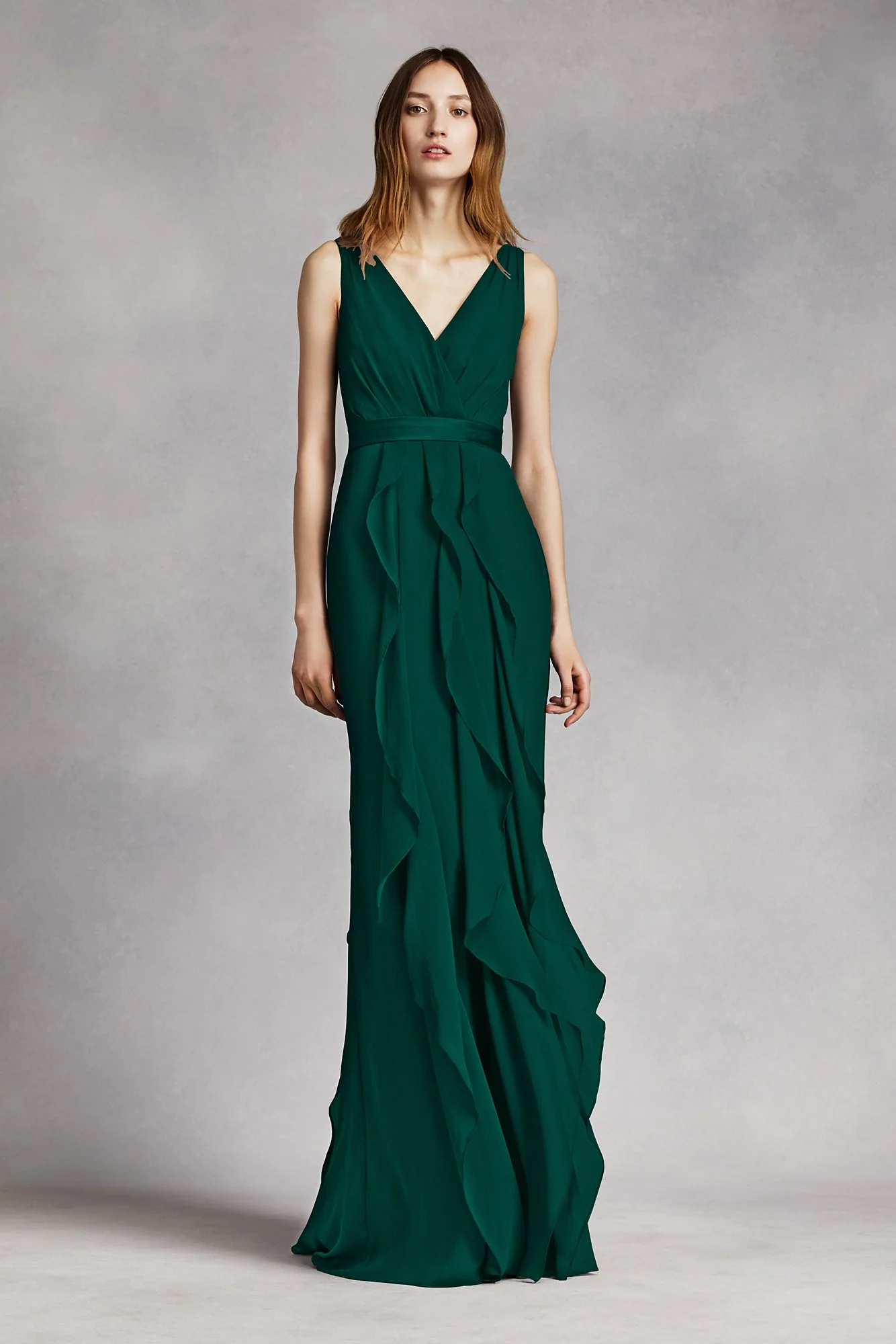 White by Vera Wang Ruffled Surplice Bodice Dress - Image 30