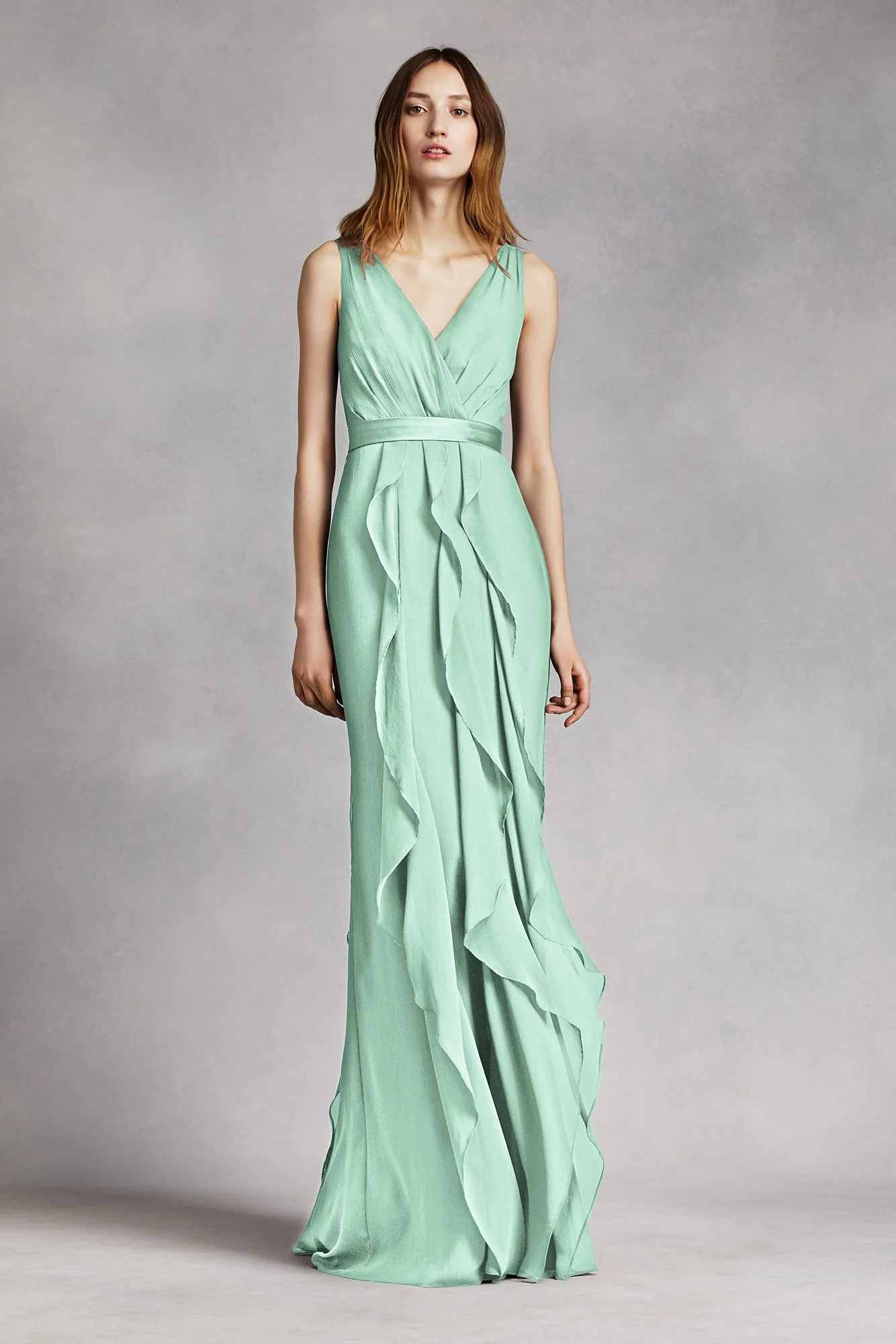 White by Vera Wang Ruffled Surplice Bodice Dress - Image 43