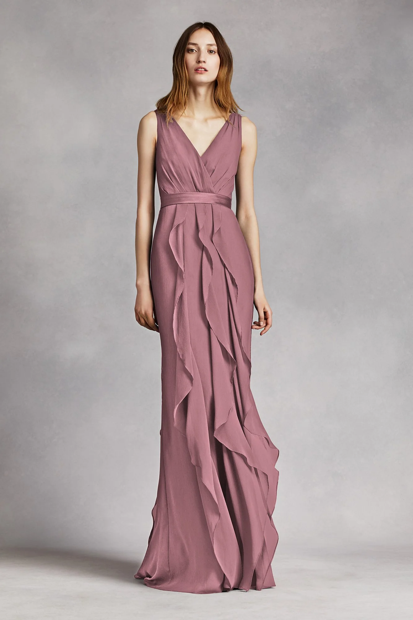White by Vera Wang Ruffled Surplice Bodice Dress - Image 49