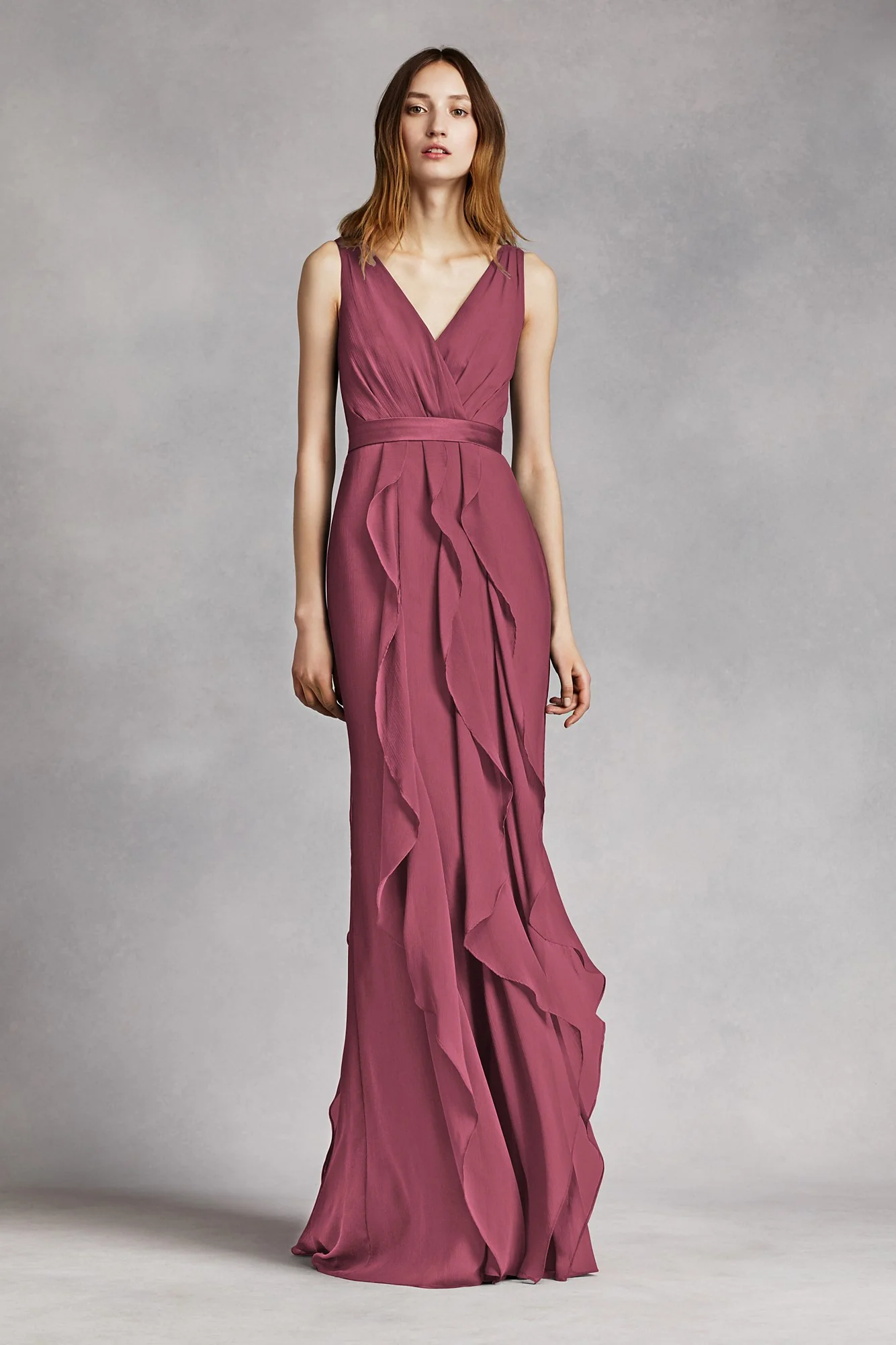 White by Vera Wang Ruffled Surplice Bodice Dress - Image 5