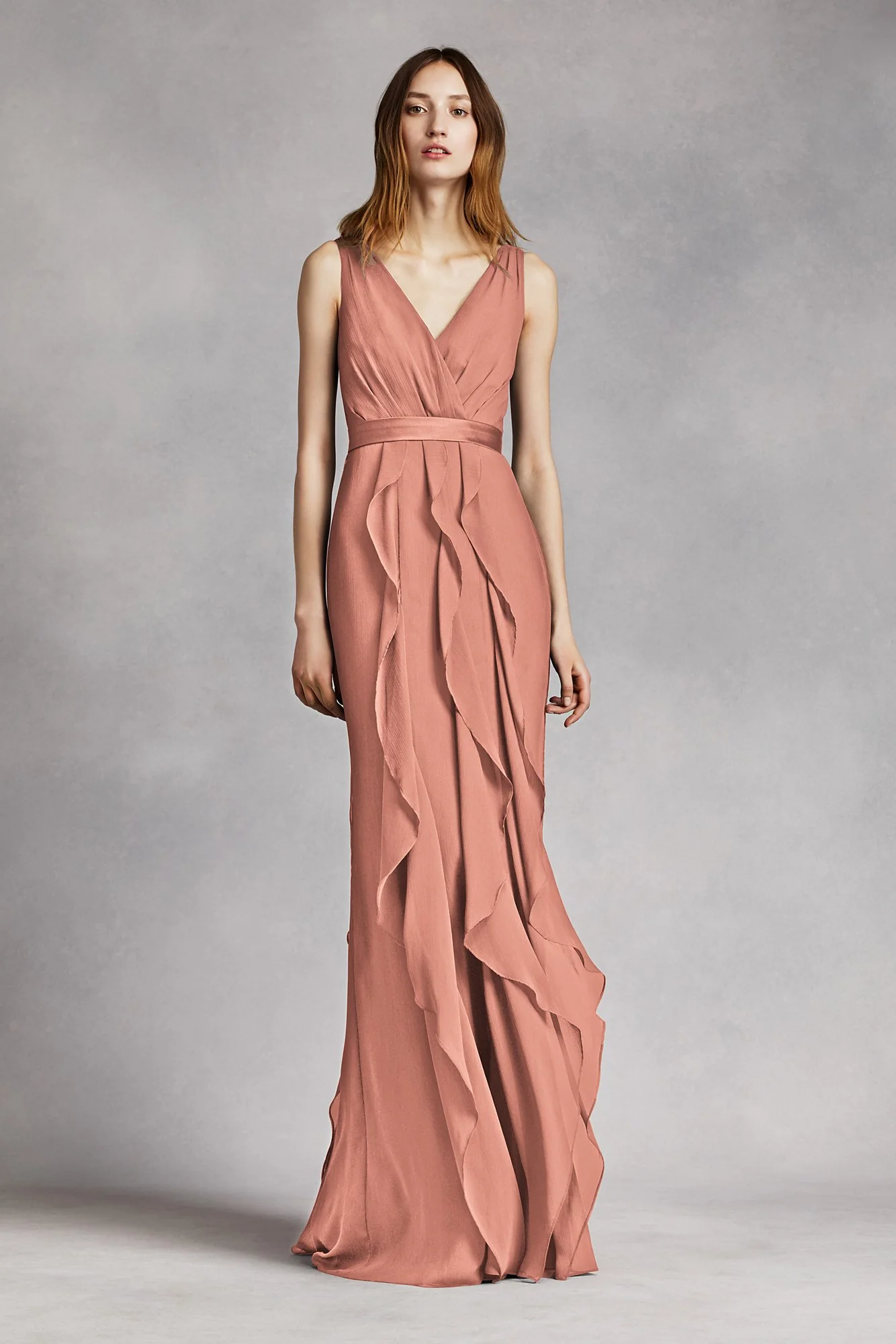 White by Vera Wang Ruffled Surplice Bodice Dress - Image 51