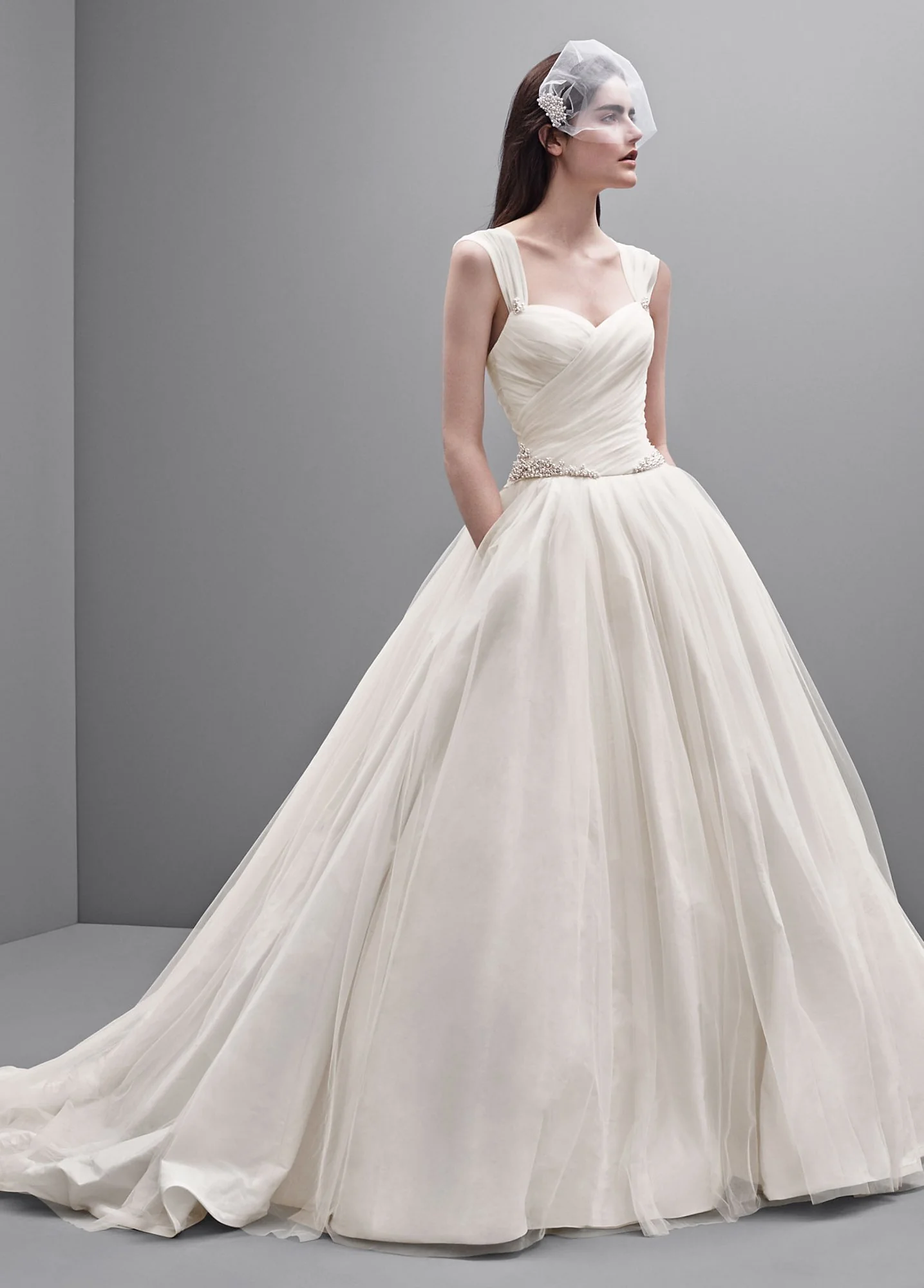 White by Vera Wang Taffeta and Tulle Wedding Dress