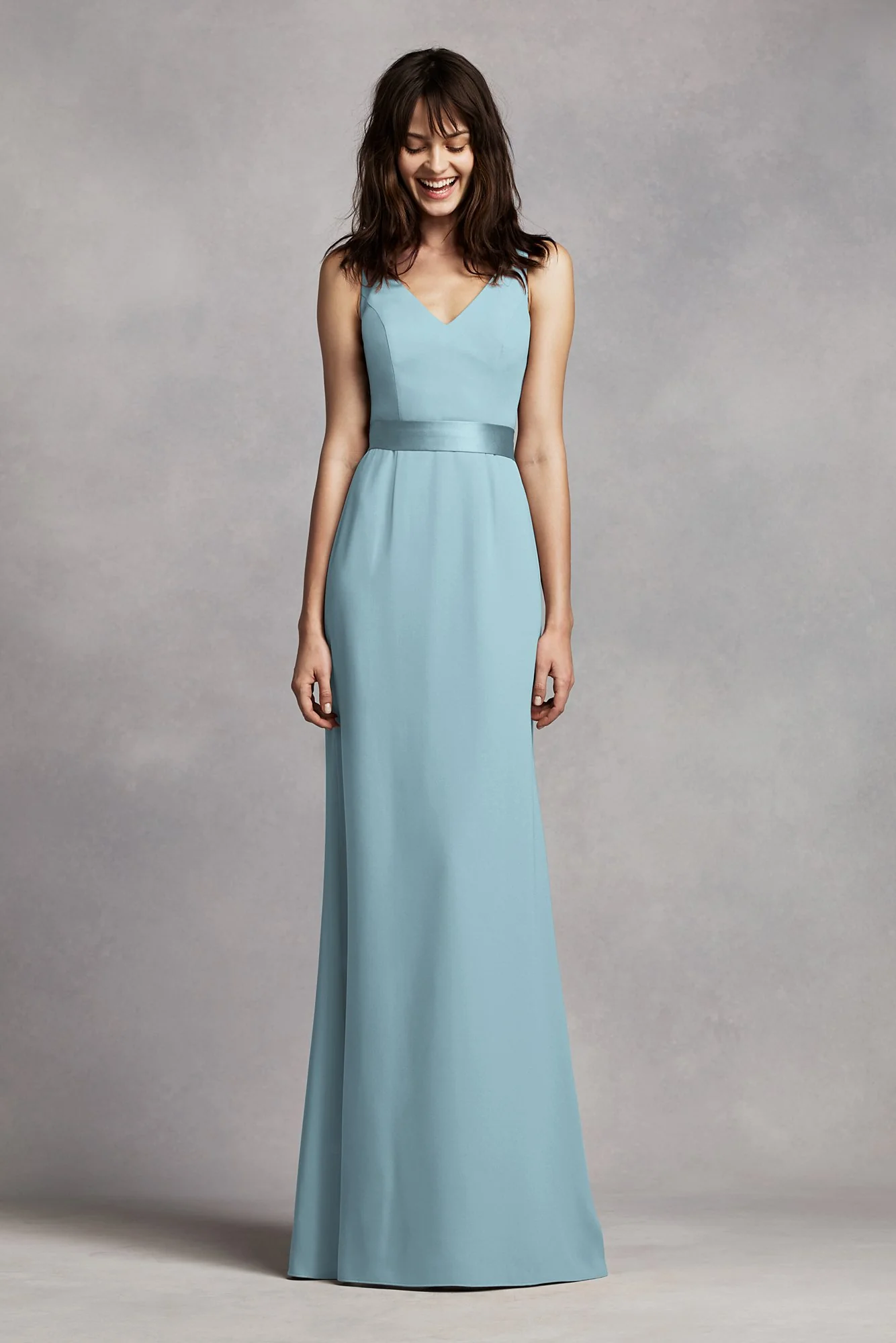 White by Vera Wang V-Neck Crepe Dress - Image 11