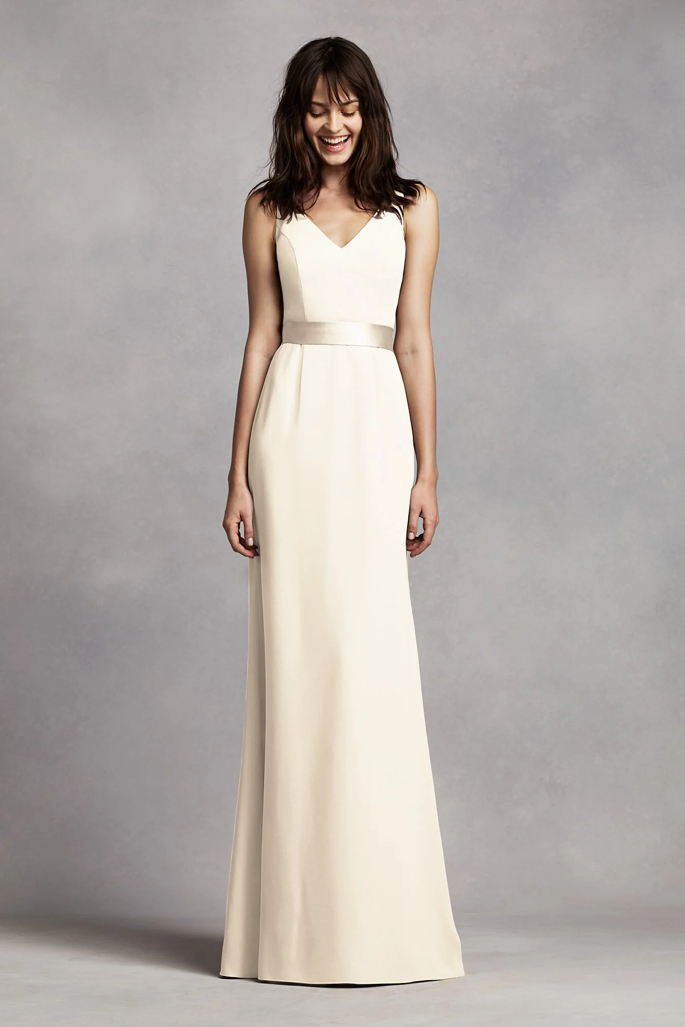 White by Vera Wang V-Neck Crepe Dress - Image 12