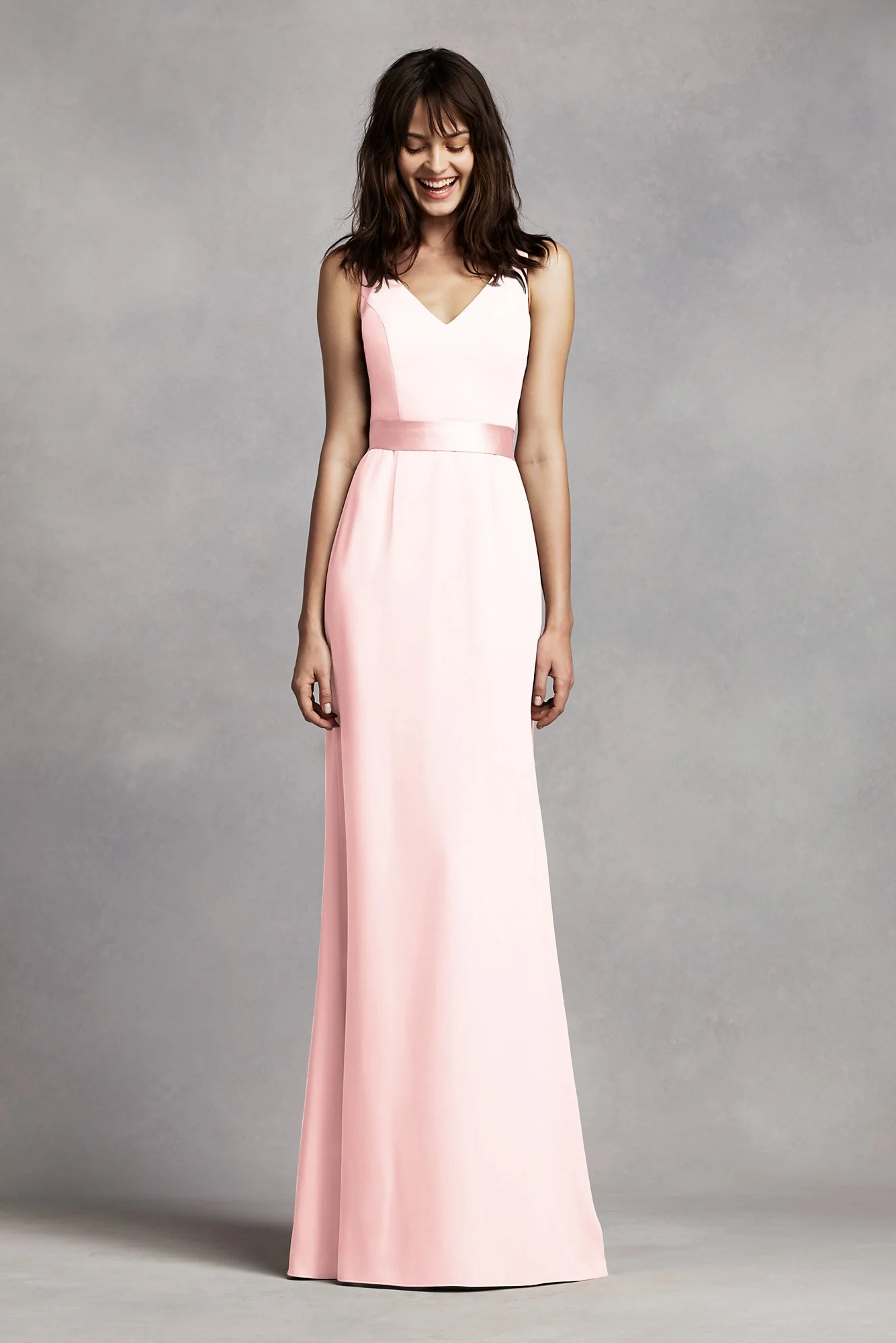 White by Vera Wang V-Neck Crepe Dress - Image 13