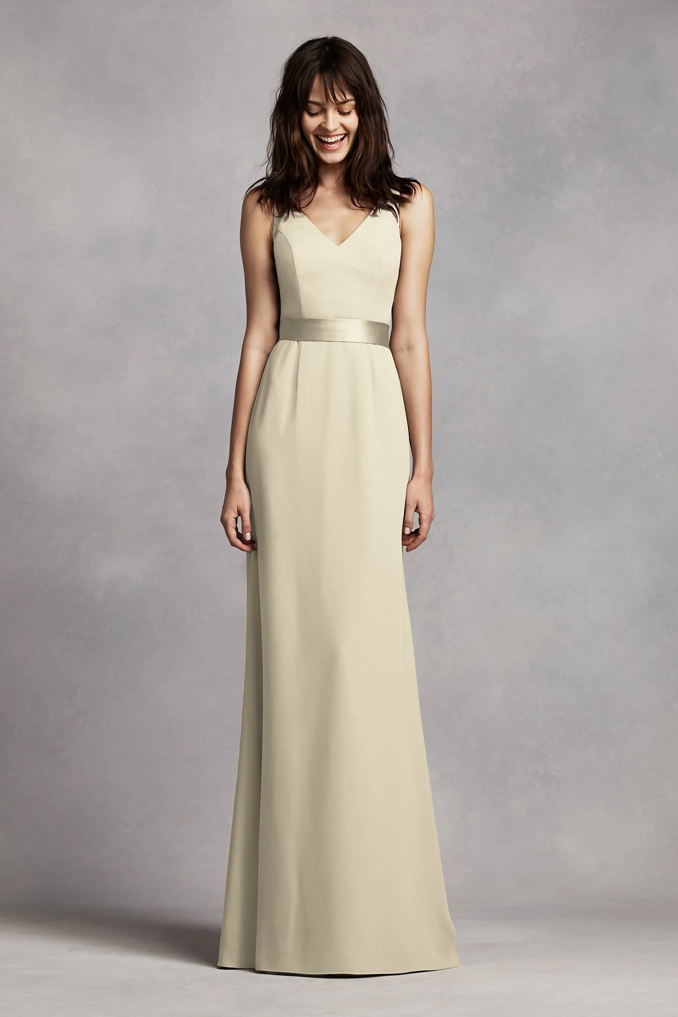 White by Vera Wang V-Neck Crepe Dress - Image 15