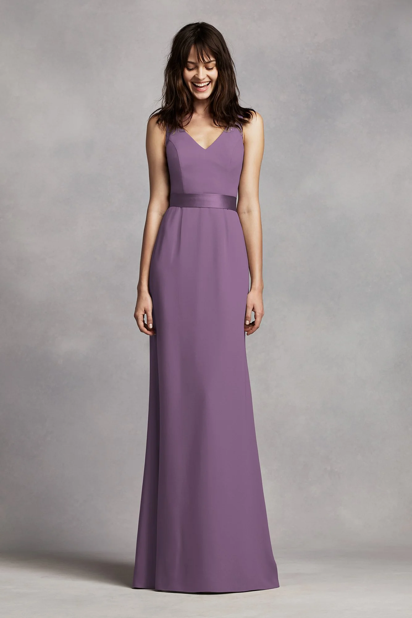White by Vera Wang V-Neck Crepe Dress - Image 18