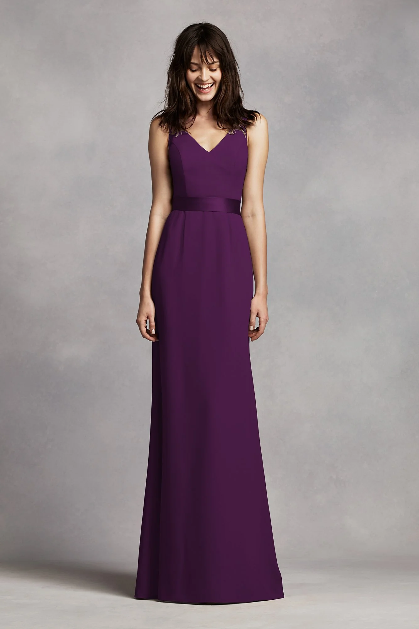 White by Vera Wang V-Neck Crepe Dress - Image 19