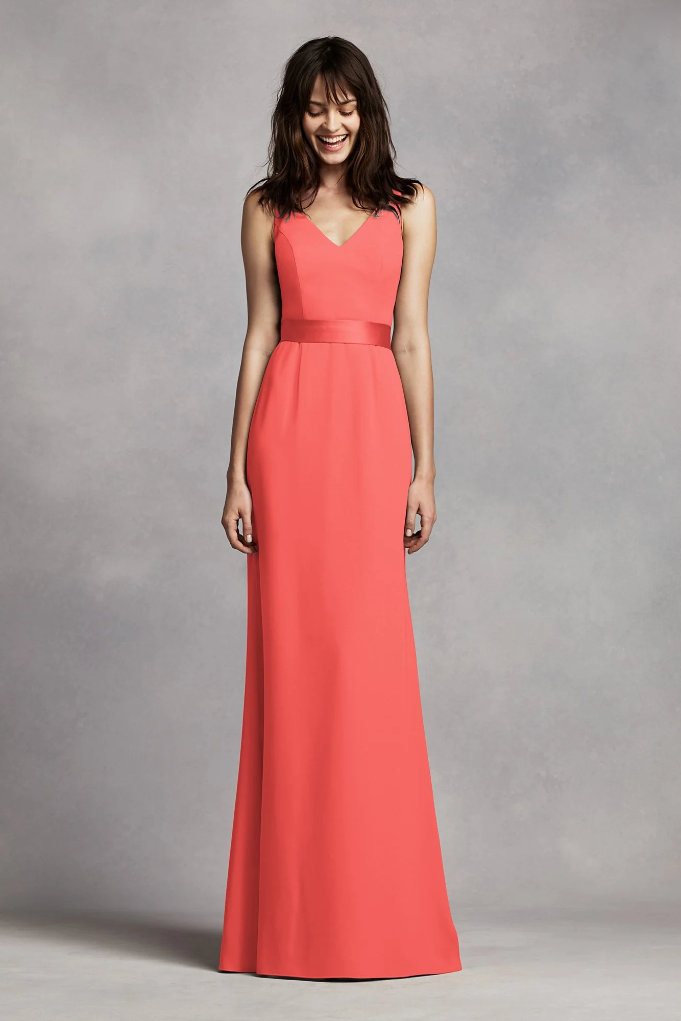 White by Vera Wang V-Neck Crepe Dress - Image 2