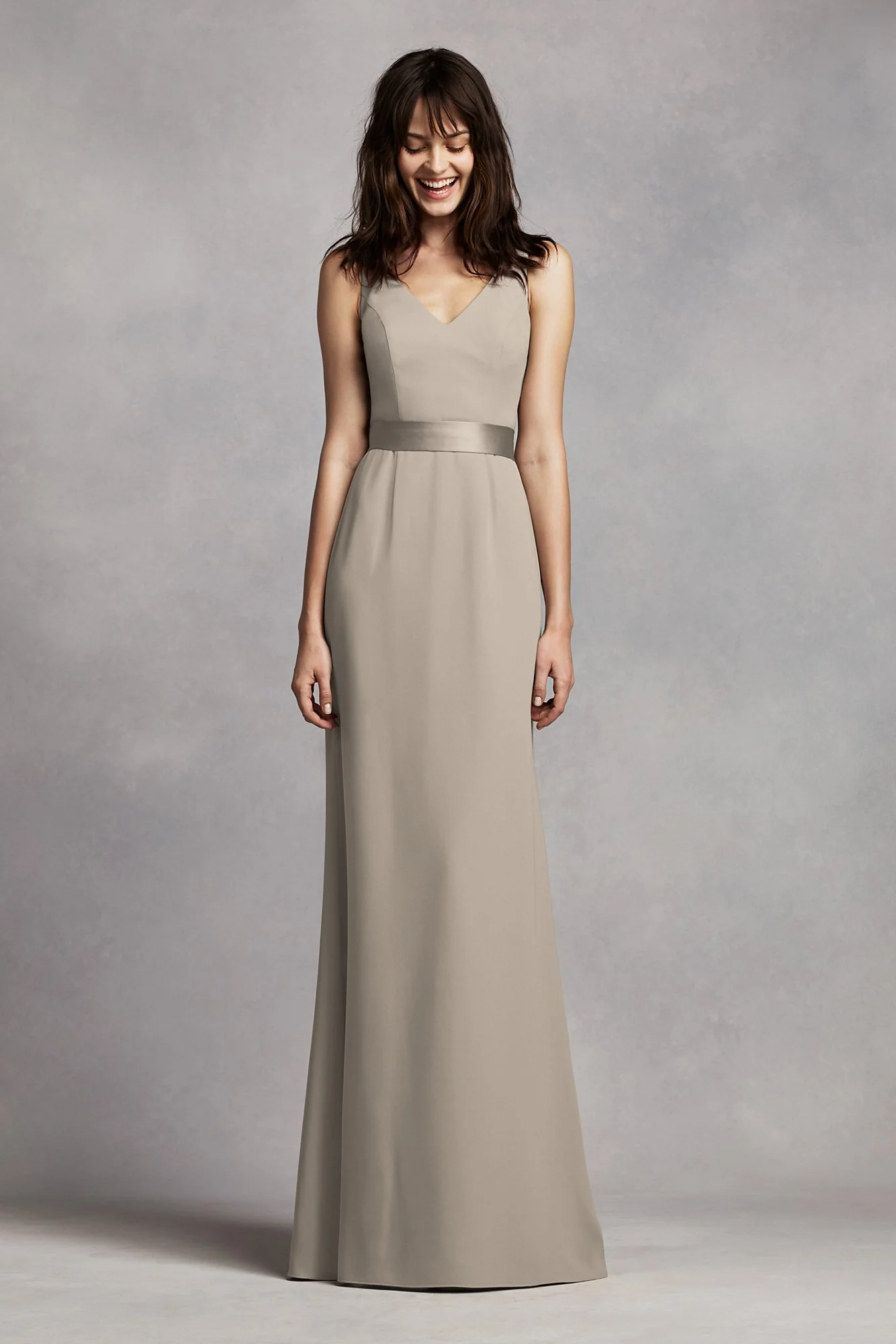 White by Vera Wang V-Neck Crepe Dress - Image 22