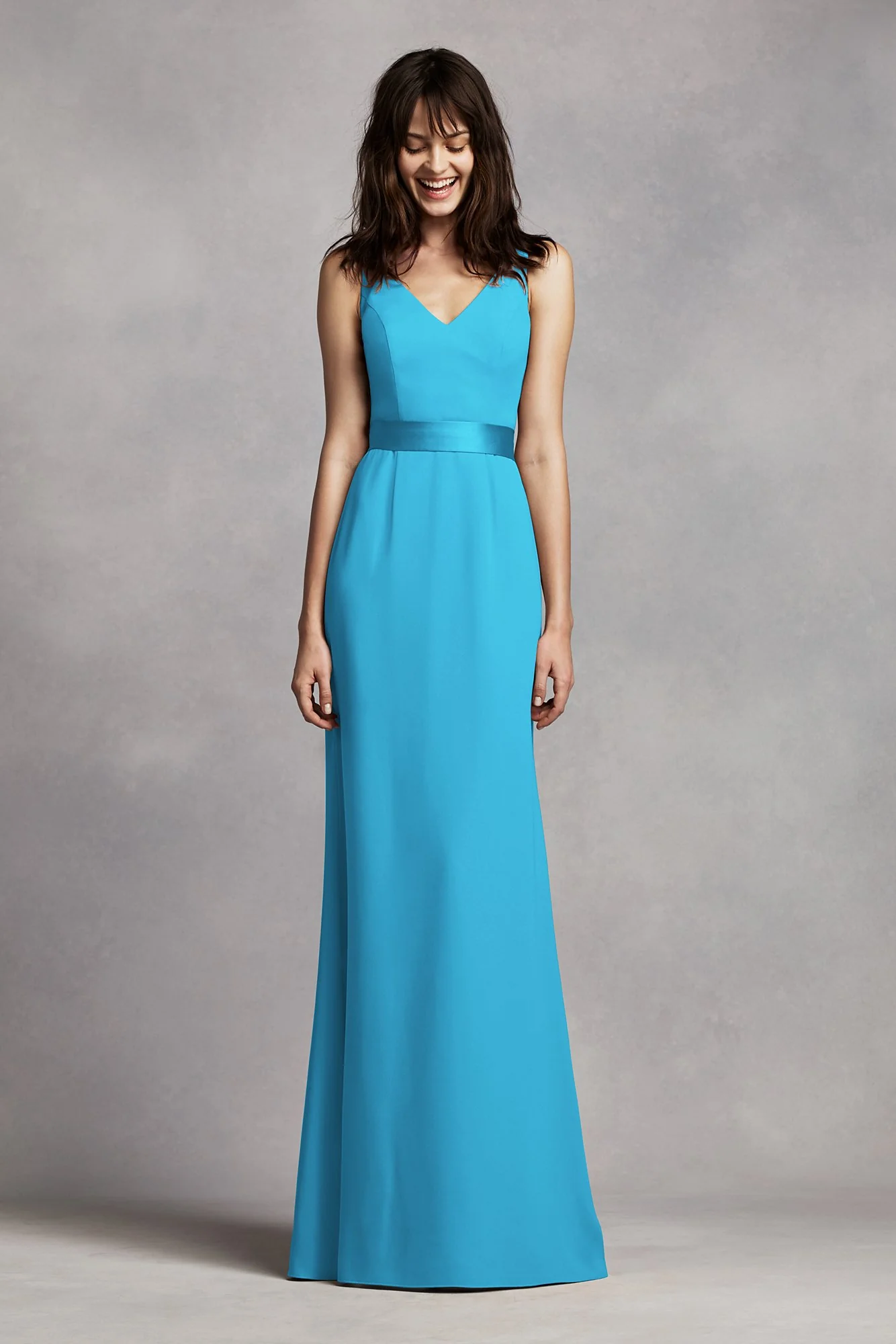 White by Vera Wang V-Neck Crepe Dress - Image 23